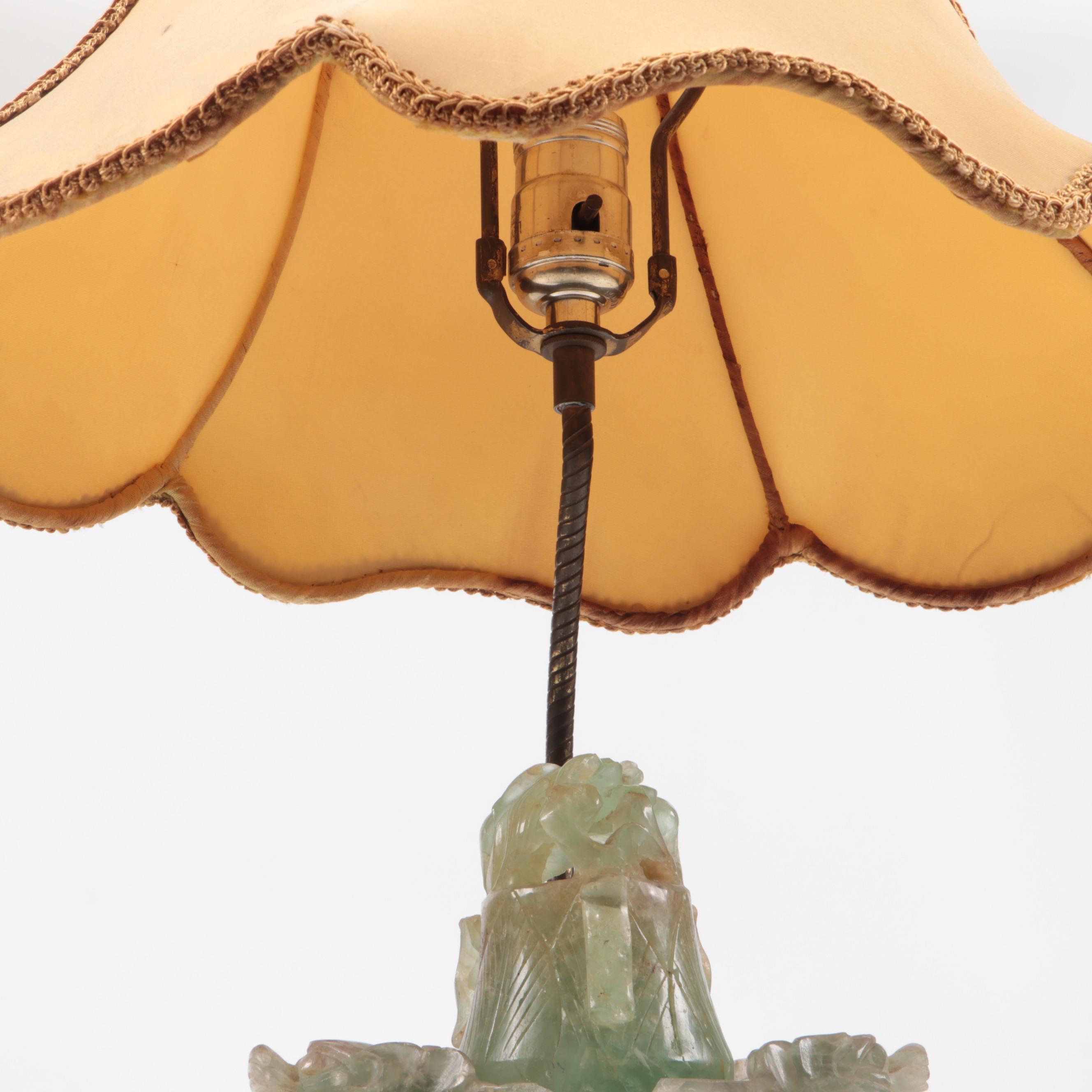 Chinese Hand-Carved Fluorite Censer and Wood Table, Mid-20th Century