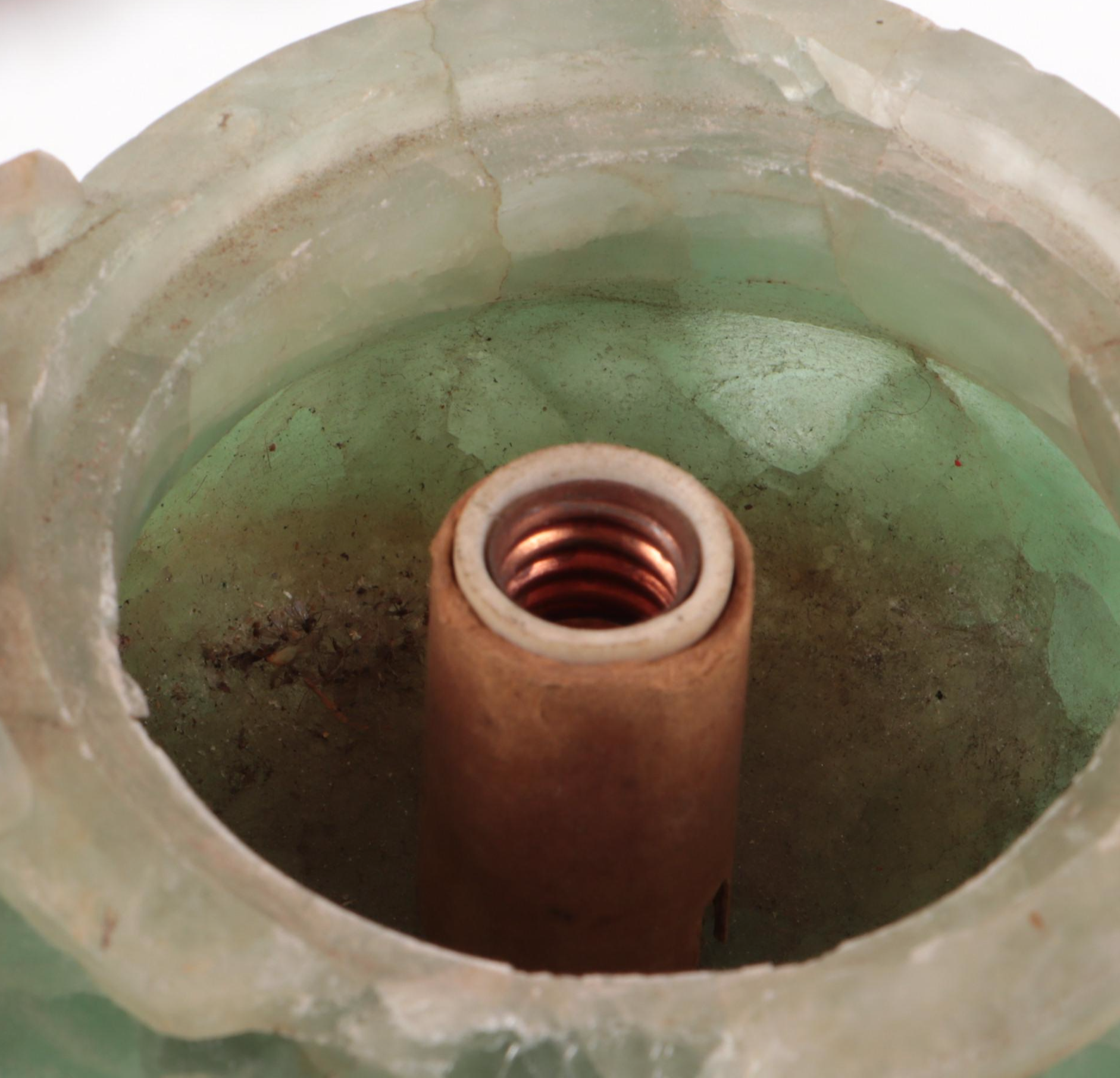 Chinese Hand-Carved Fluorite Censer and Wood Table, Mid-20th Century