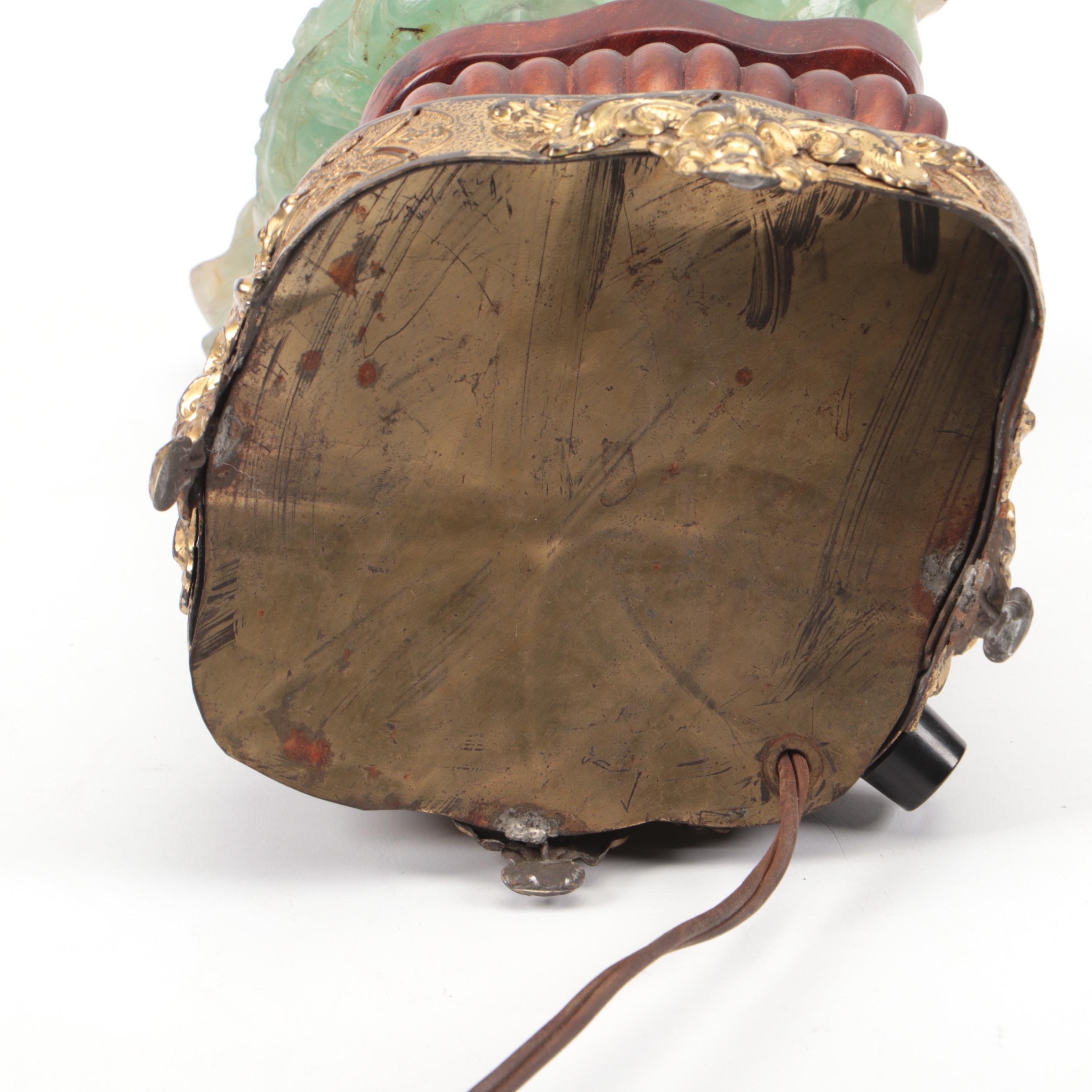 Chinese Hand-Carved Fluorite Censer and Wood Table, Mid-20th Century