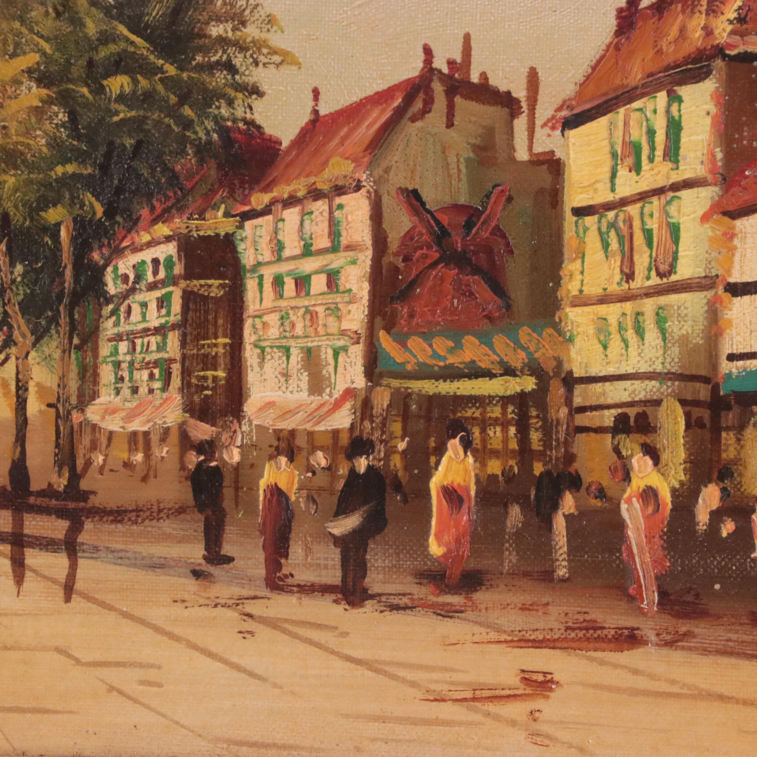Oil Painting of European Street Scene