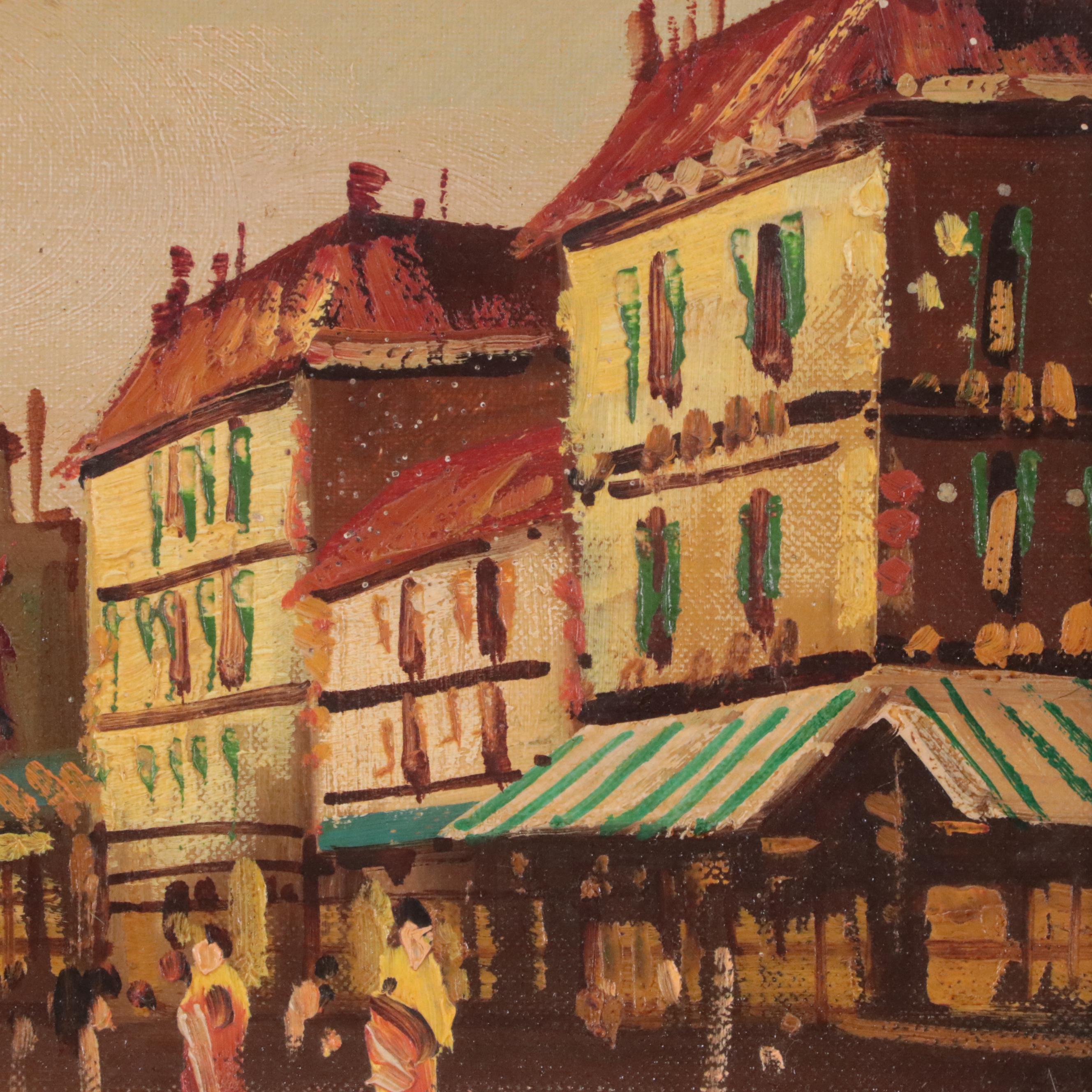 Oil Painting of European Street Scene