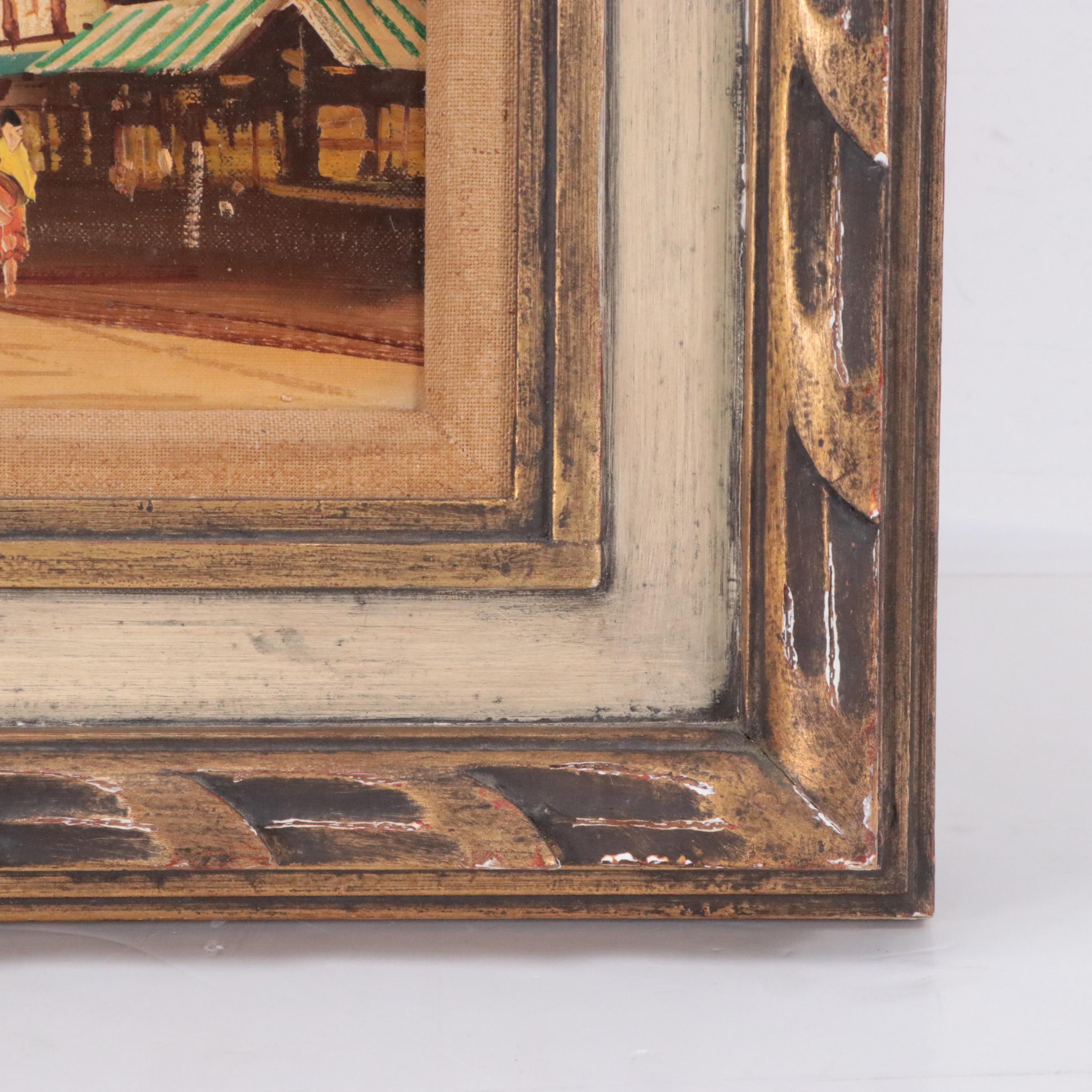 Oil Painting of European Street Scene