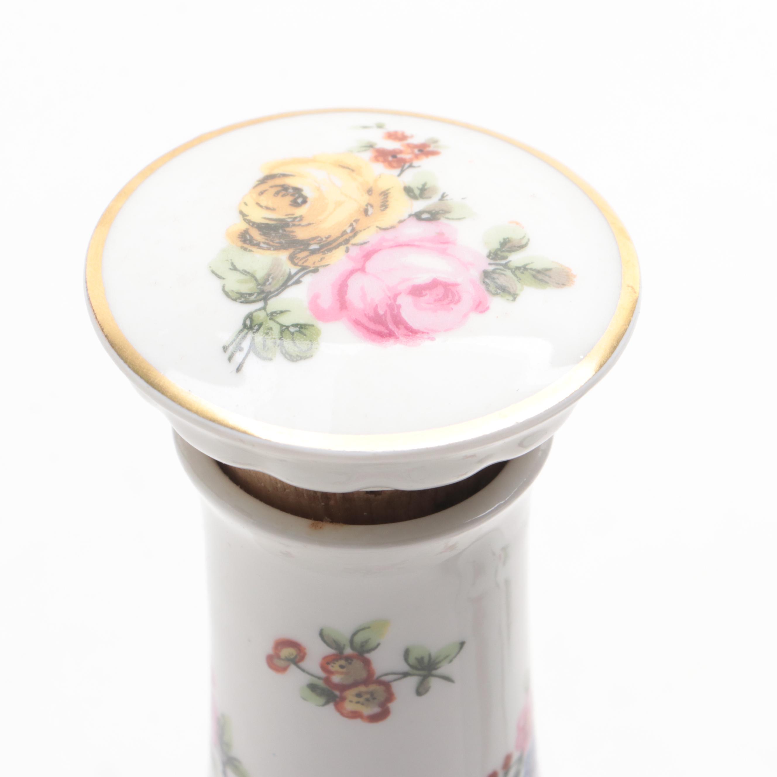 Haviland Limoges Porcelain "Chantilly" Decanters and Candlesticks