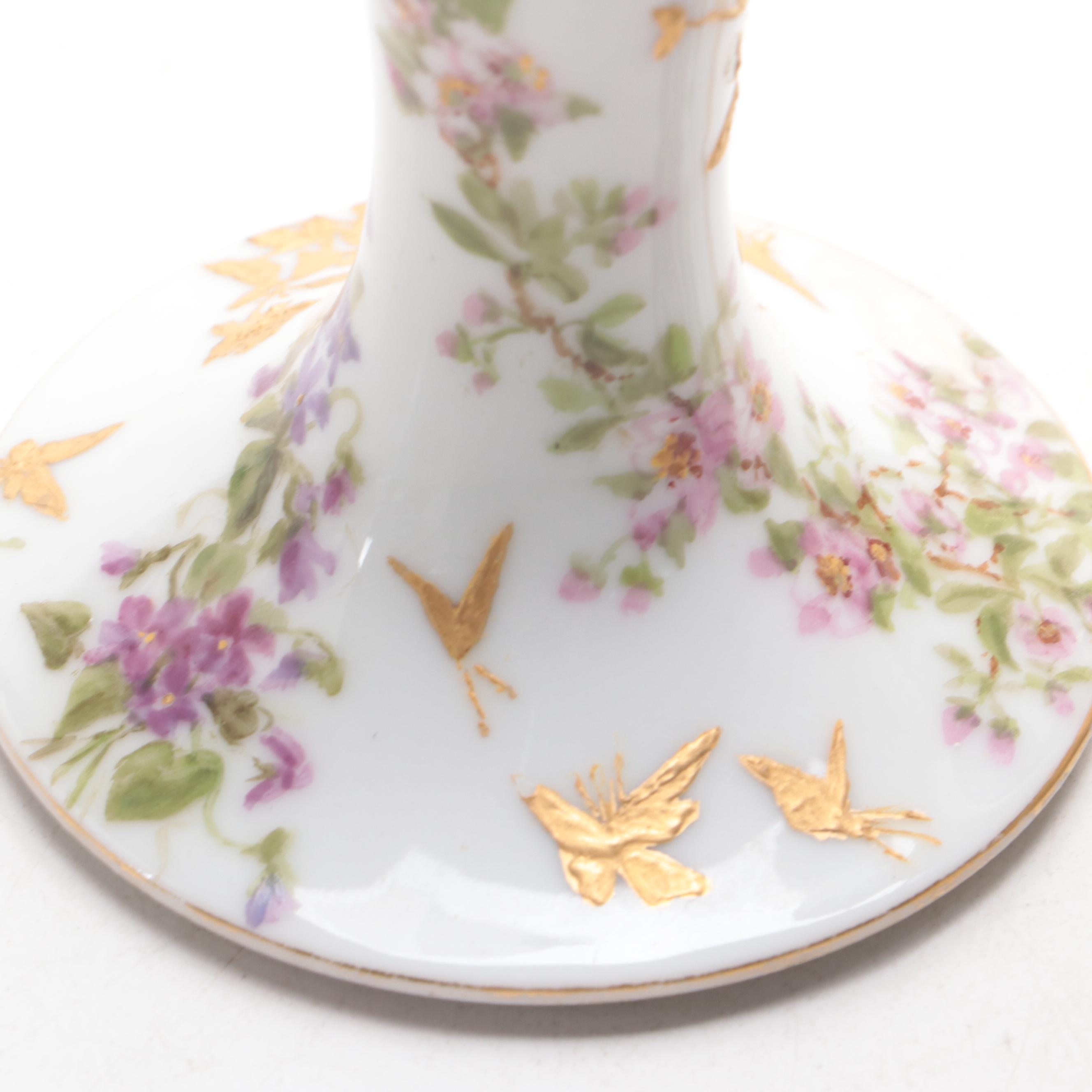 Haviland Limoges Porcelain "Chantilly" Decanters and Candlesticks