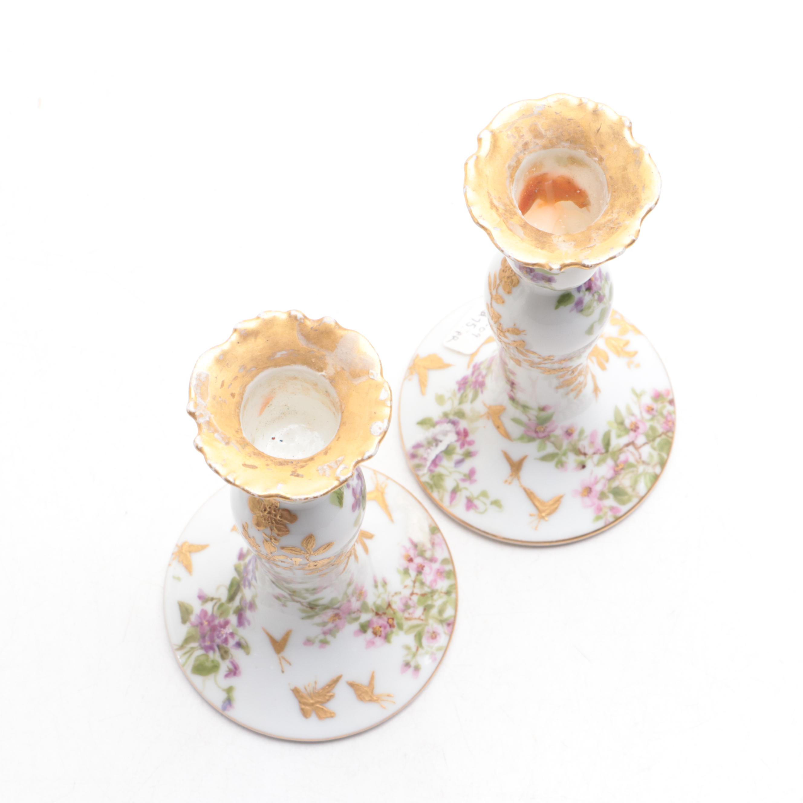 Haviland Limoges Porcelain "Chantilly" Decanters and Candlesticks