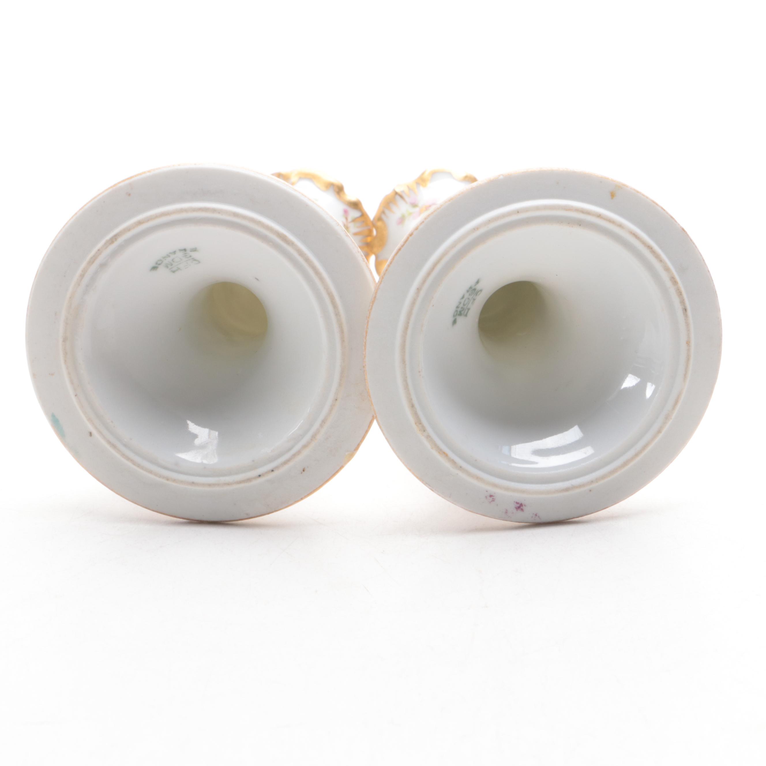 Haviland Limoges Porcelain "Chantilly" Decanters and Candlesticks