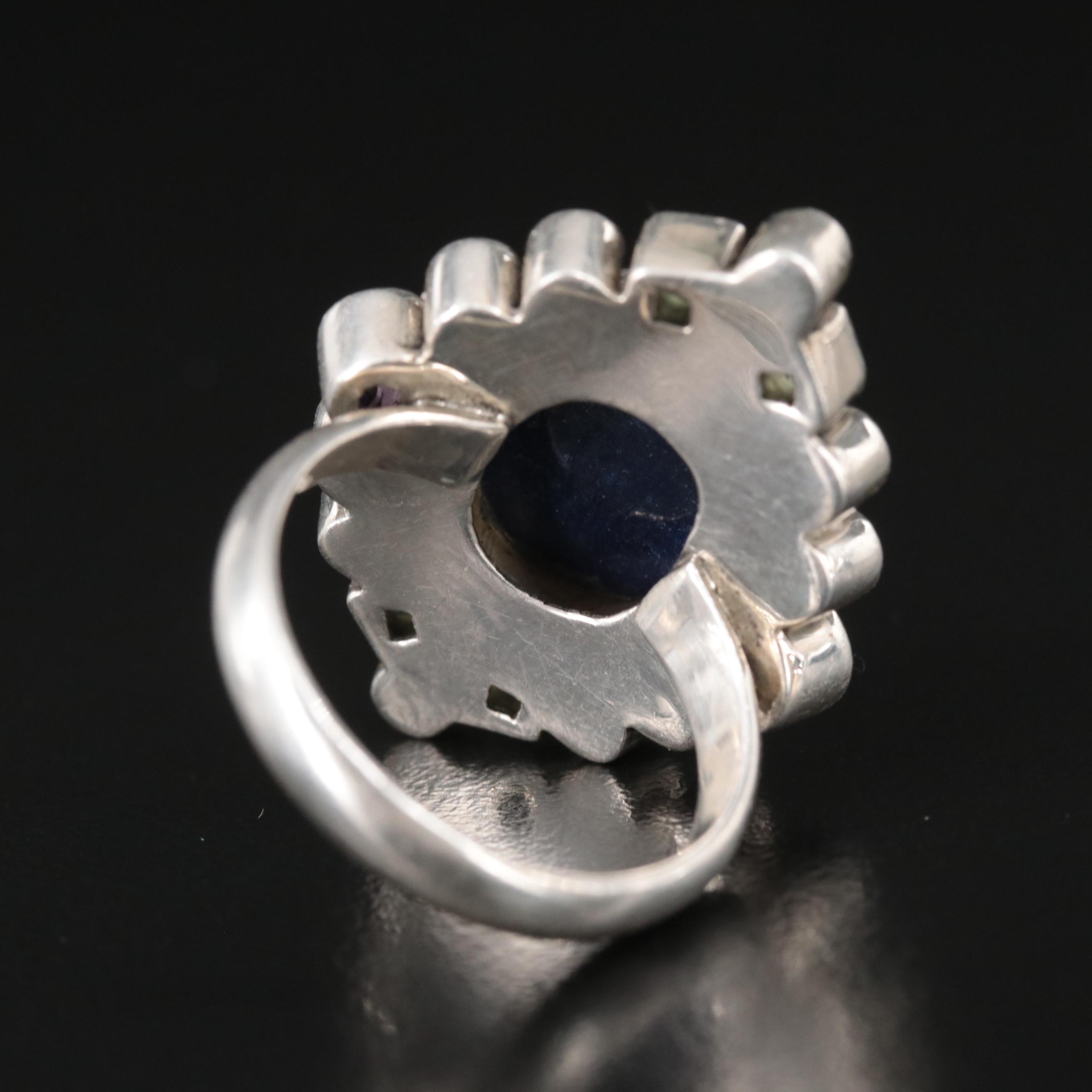Nicky Butler Sterling Corundum, Iolite, Rainbow Moonstone and Gemstone Ring
