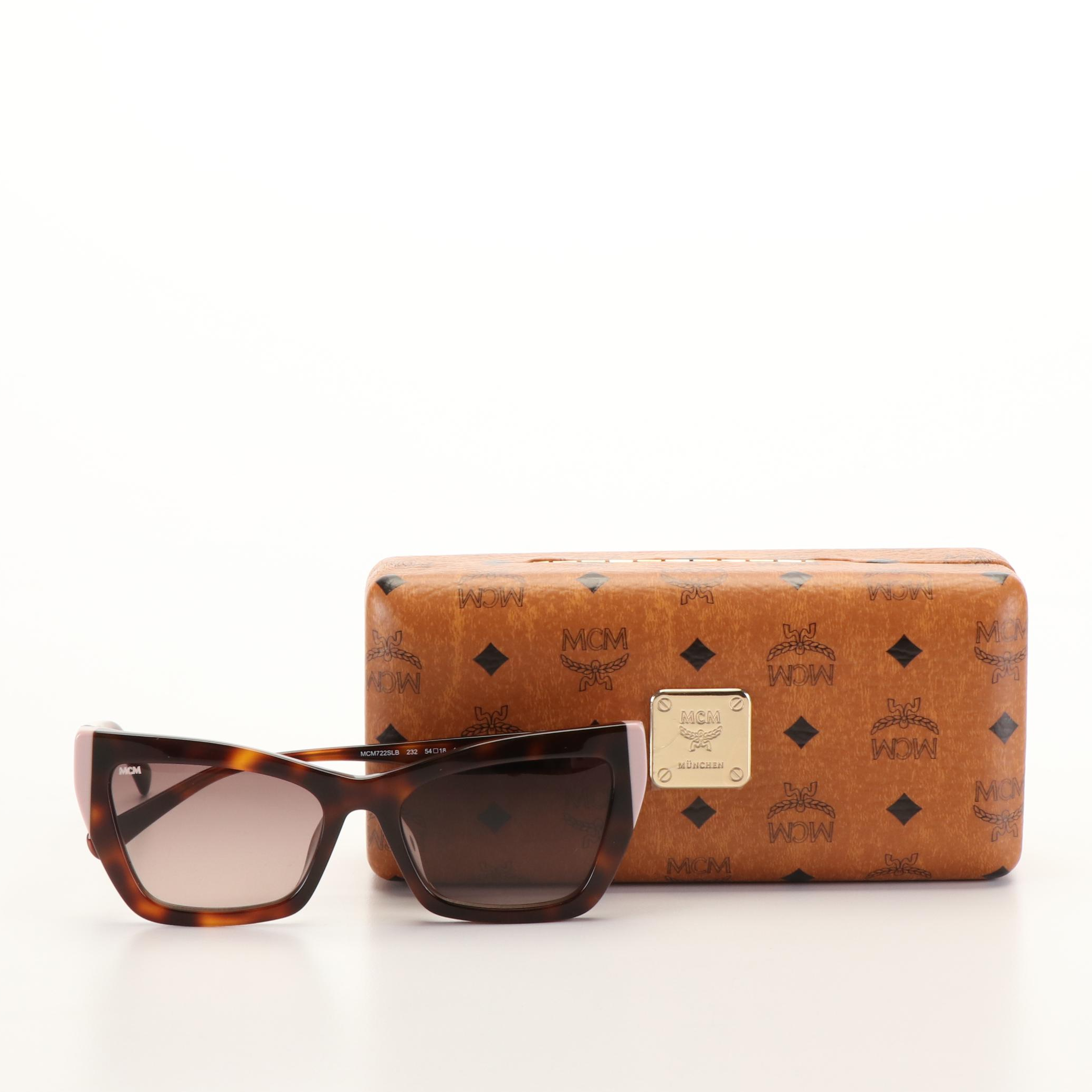 MCM 722SLB Cat Eye Pink Accented Tortoise Shell Sunglasses with Case