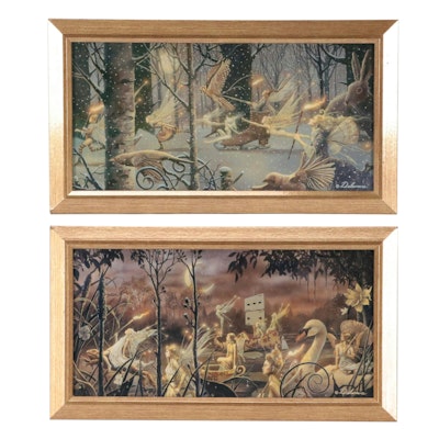 Offset Lithographs After David Delamare Including "Winter Procession"