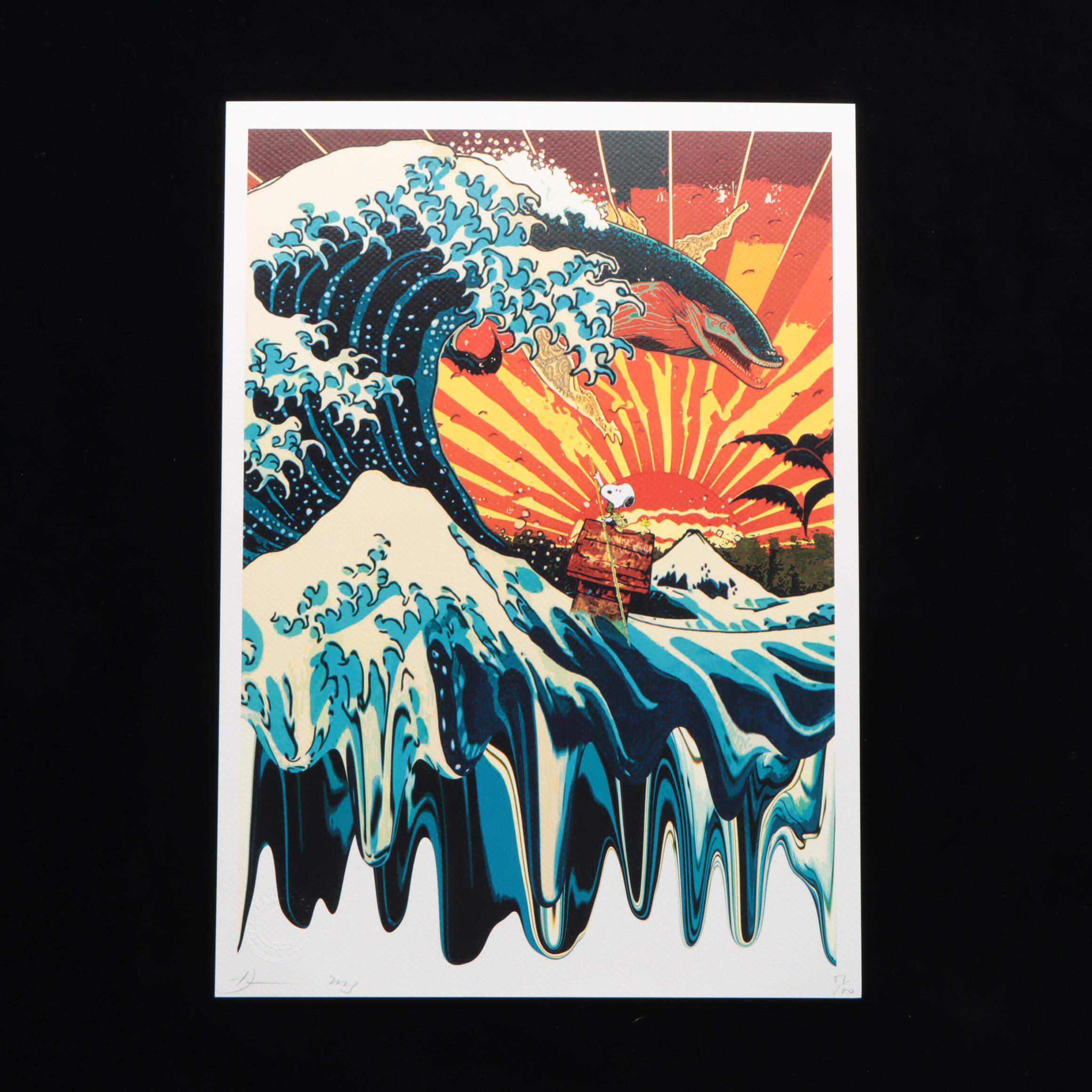 Death NYC Pop Art Graphic Print of Snoopy x Great Wave