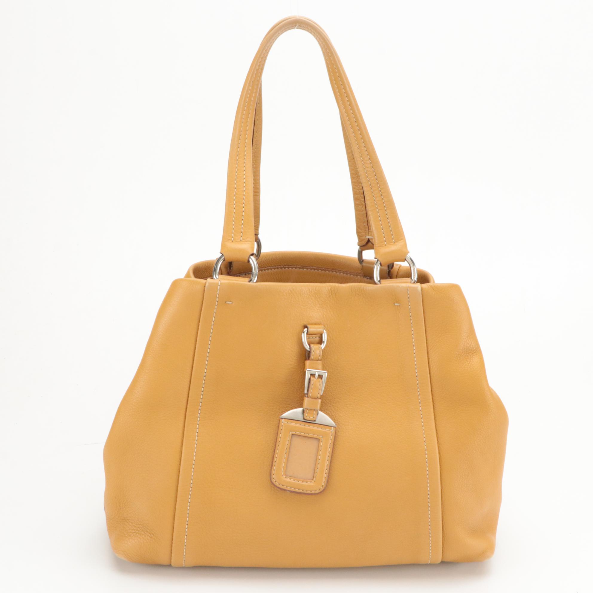 Prada Shoulder Satchel in Naturale Vitello Daino Leather