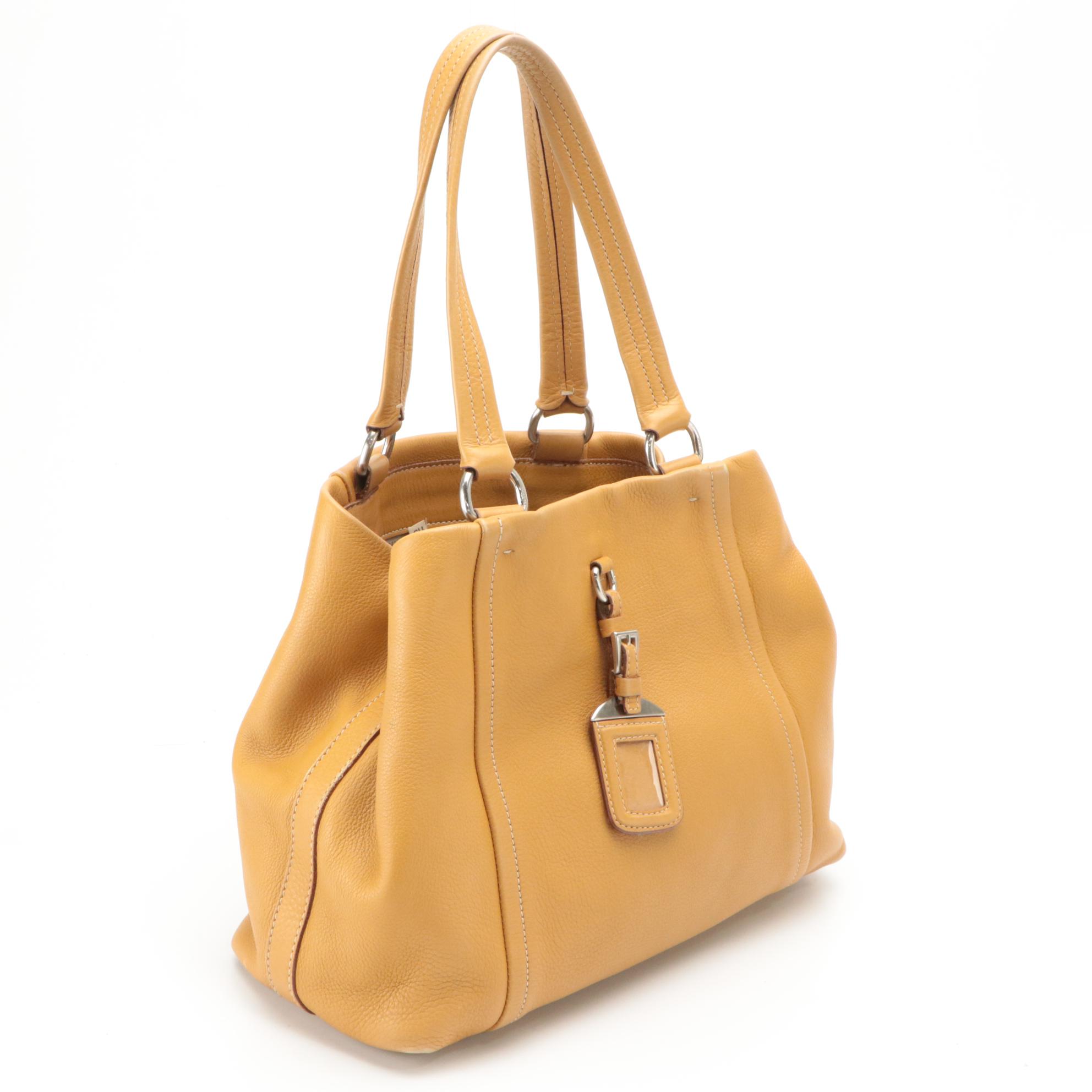 Prada Shoulder Satchel in Naturale Vitello Daino Leather