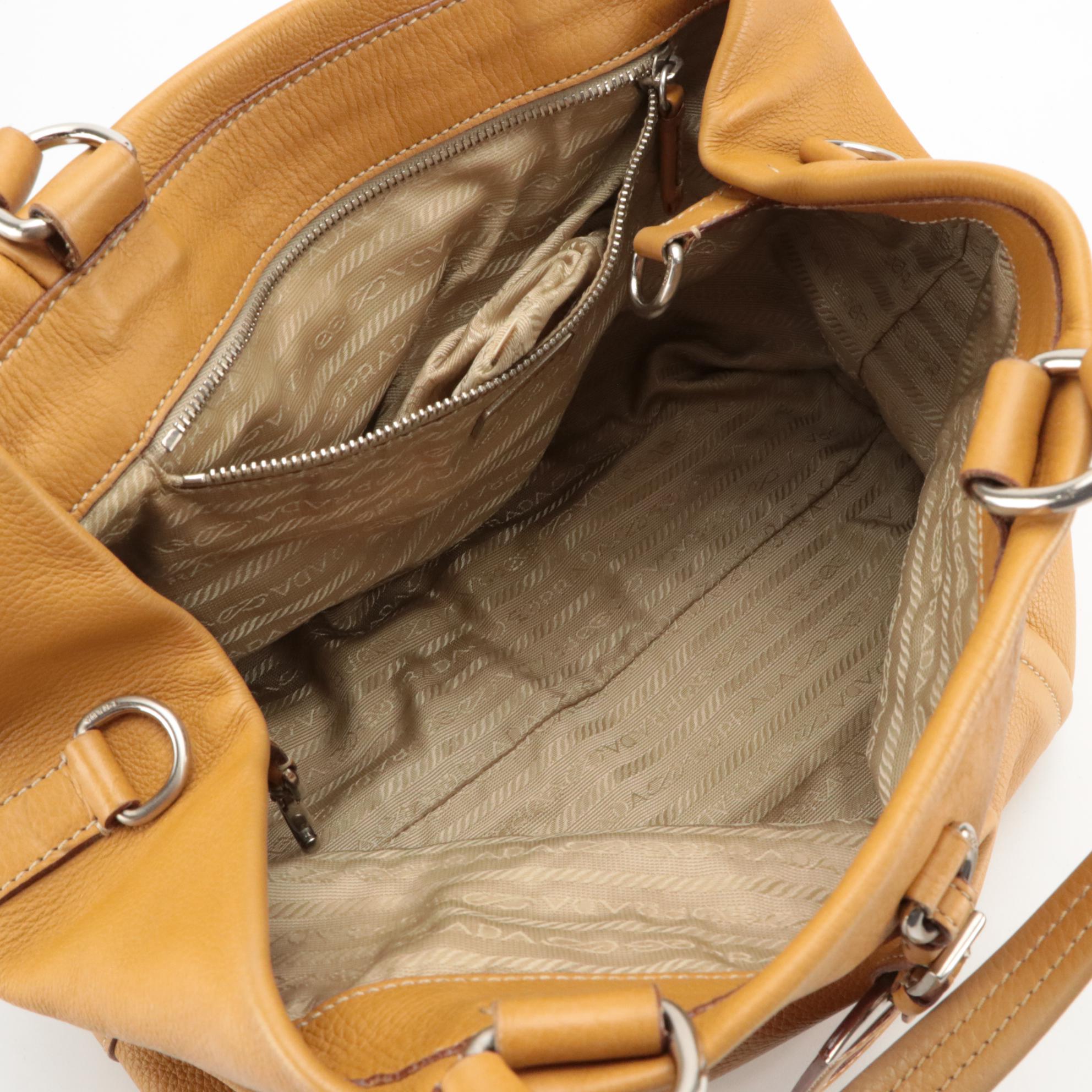 Prada Shoulder Satchel in Naturale Vitello Daino Leather