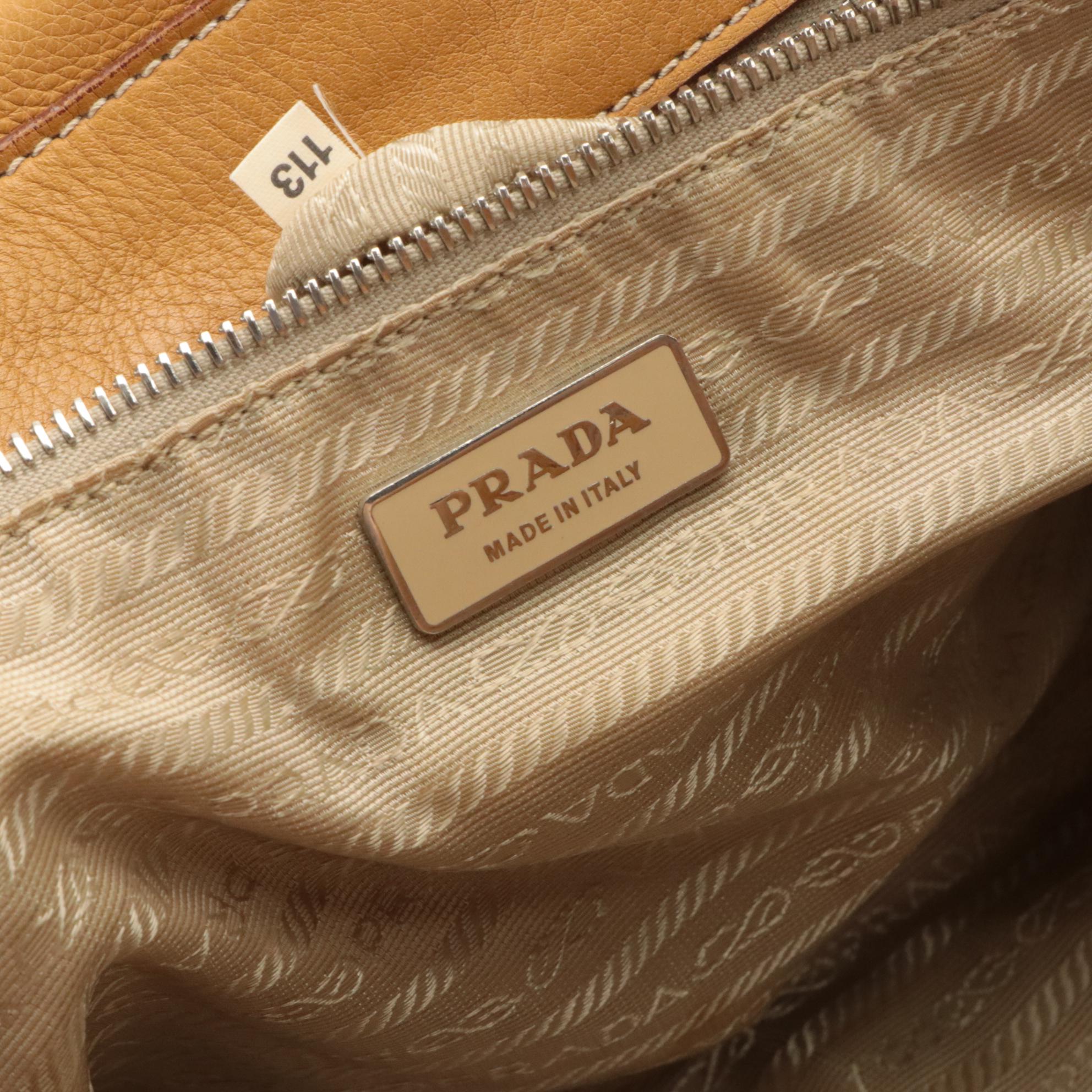 Prada Shoulder Satchel in Naturale Vitello Daino Leather