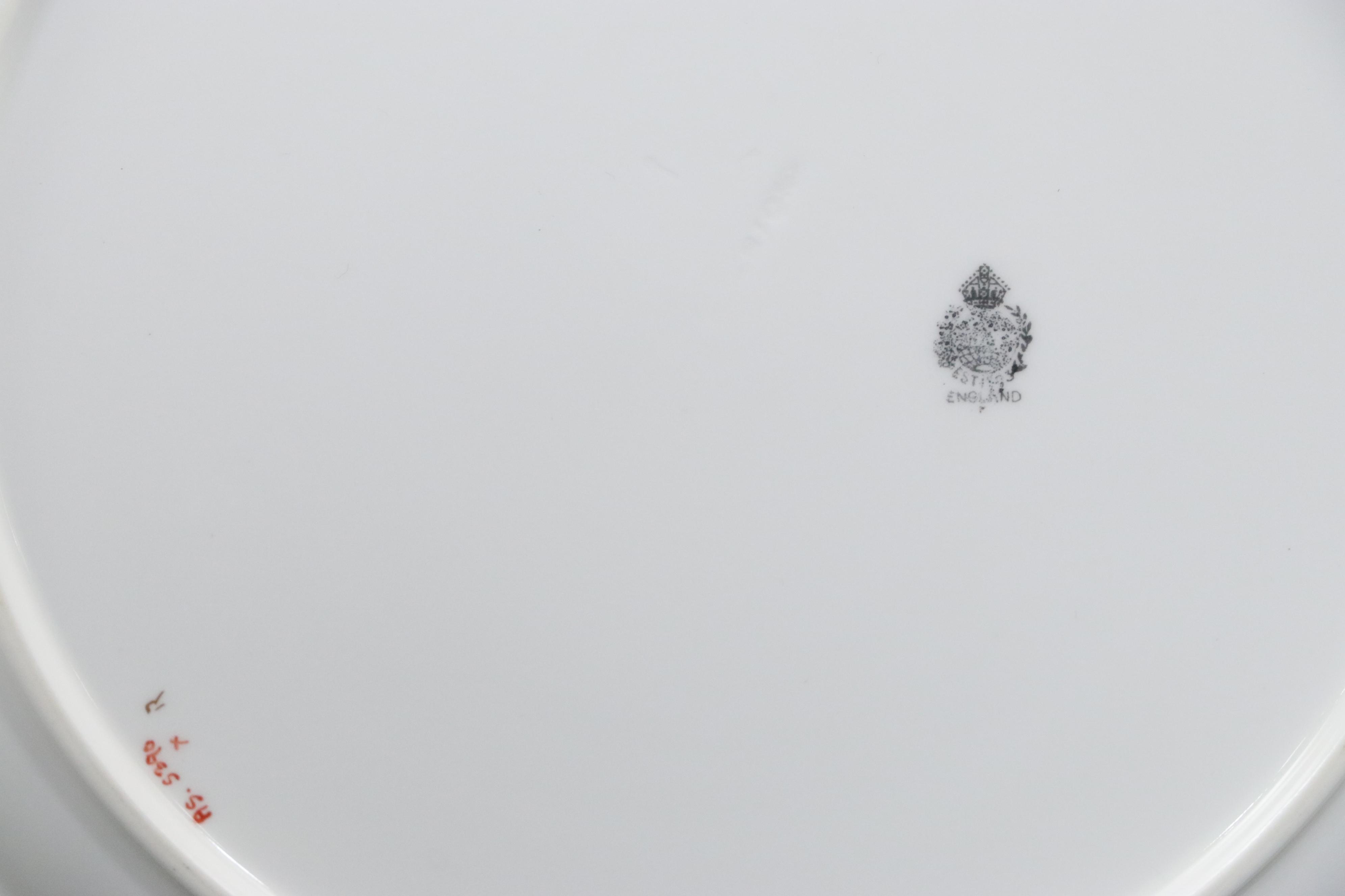 Minton Bone China Blue Swirl Rim Floral Pattern Dinner Plates, 1912-1950