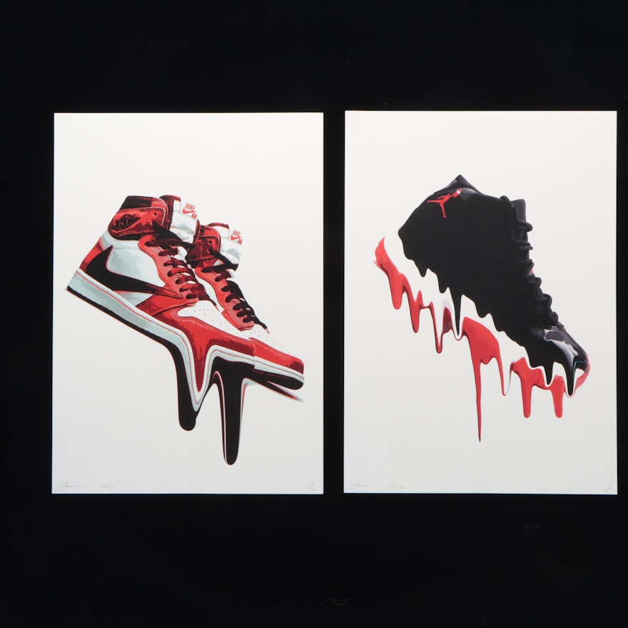 Death NYC Pop Art Graphic Prints Featuring Melting Air Jordans, 21st Century