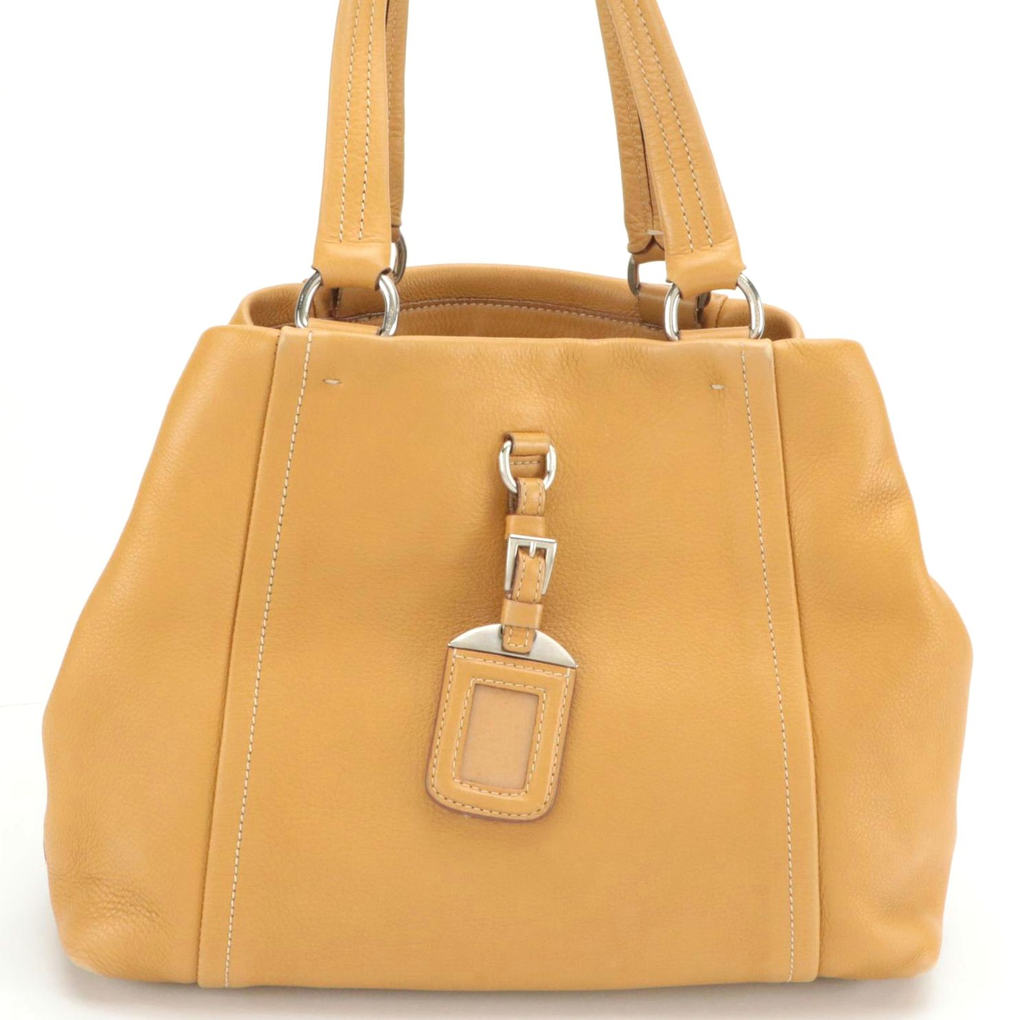 Prada Shoulder Satchel in Naturale Vitello Daino Leather