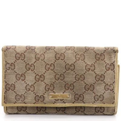 Gucci Continental Flap Wallet in GG Canvas with Cinghiale Leather Trim