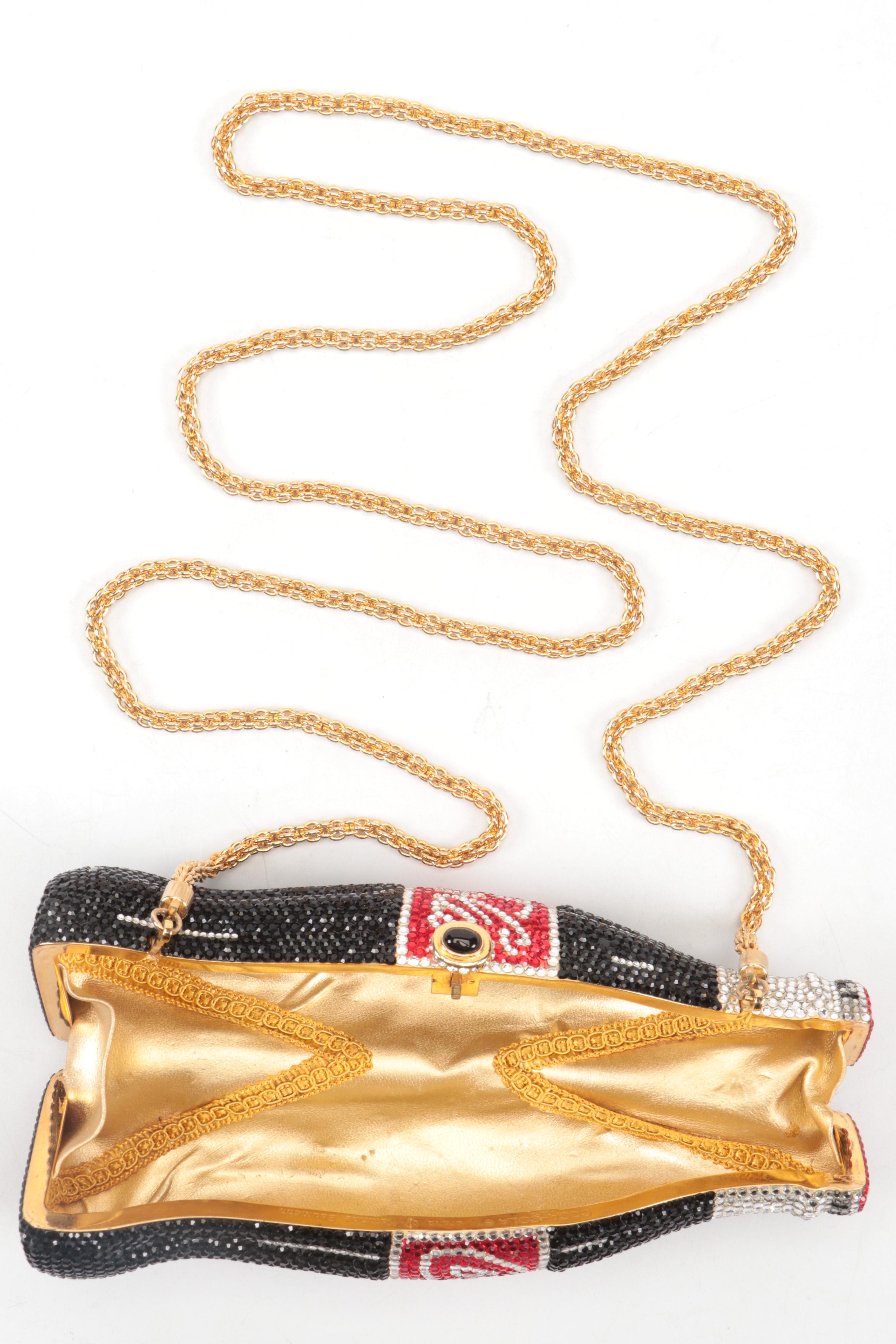 Kathrine Baumann for Coca-Cola Rhinestone Clutch with Black Onyx Latch