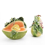 Katherine Houston Hand-Built Porcelain Melon and Pear Figurines, 2001