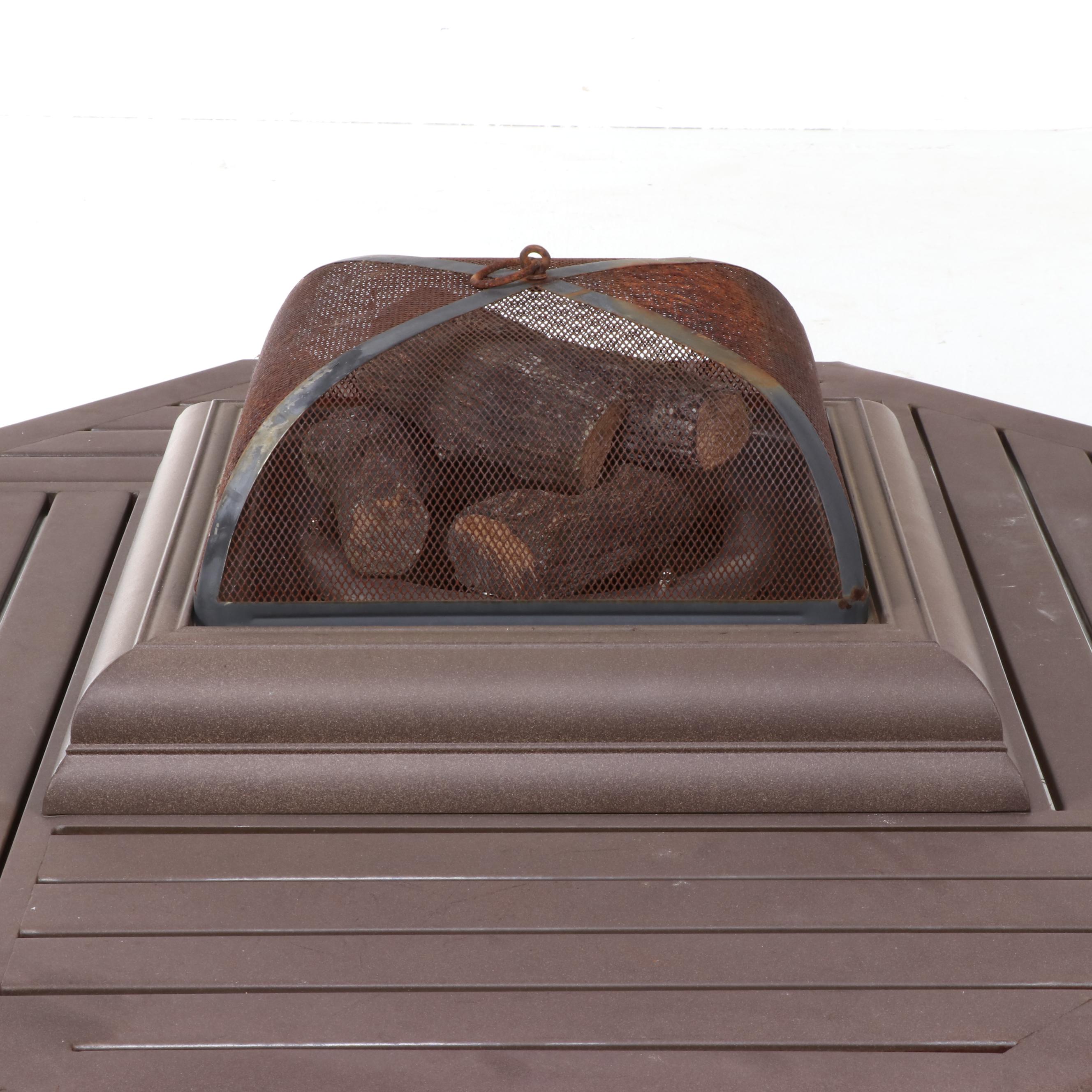 Hexagonal Outdoor Propane Fire Pit with Ceramic Logs