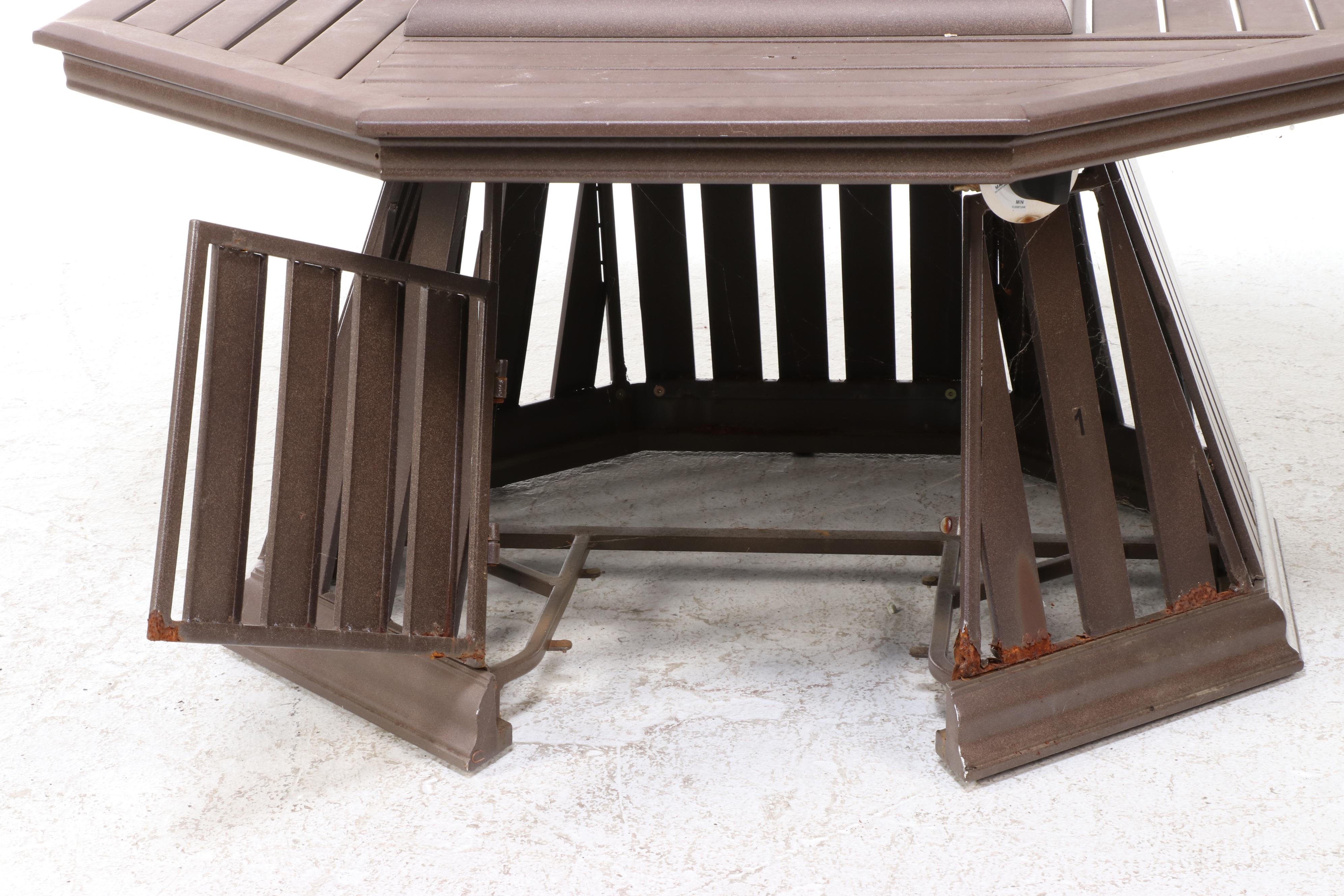 Hexagonal Outdoor Propane Fire Pit with Ceramic Logs