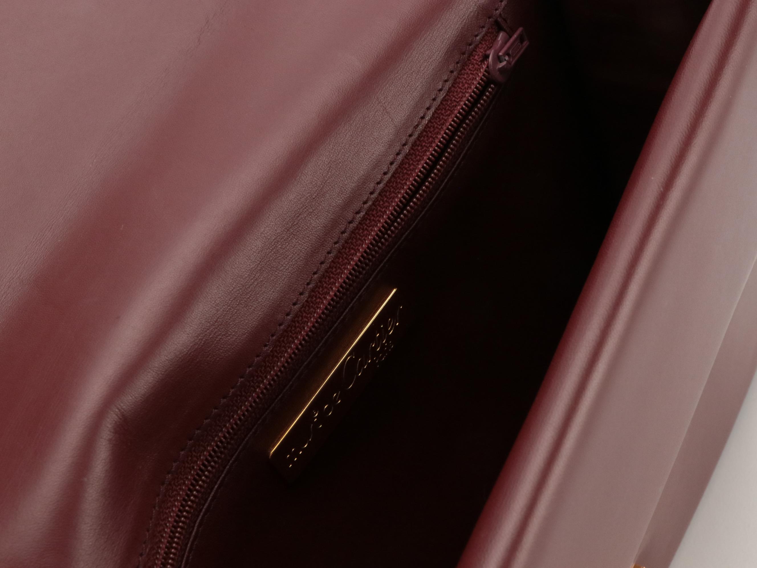 Cartier Must de Cartier Double Flap Envelope Shoulder Bag in Bordeaux Leather