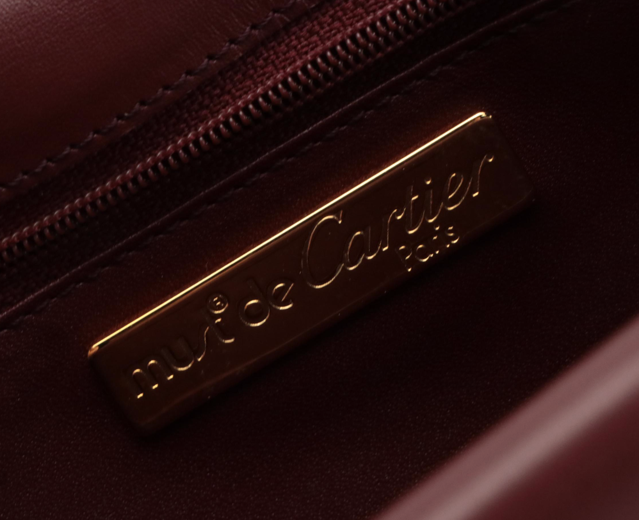 Cartier Must de Cartier Double Flap Envelope Shoulder Bag in Bordeaux Leather