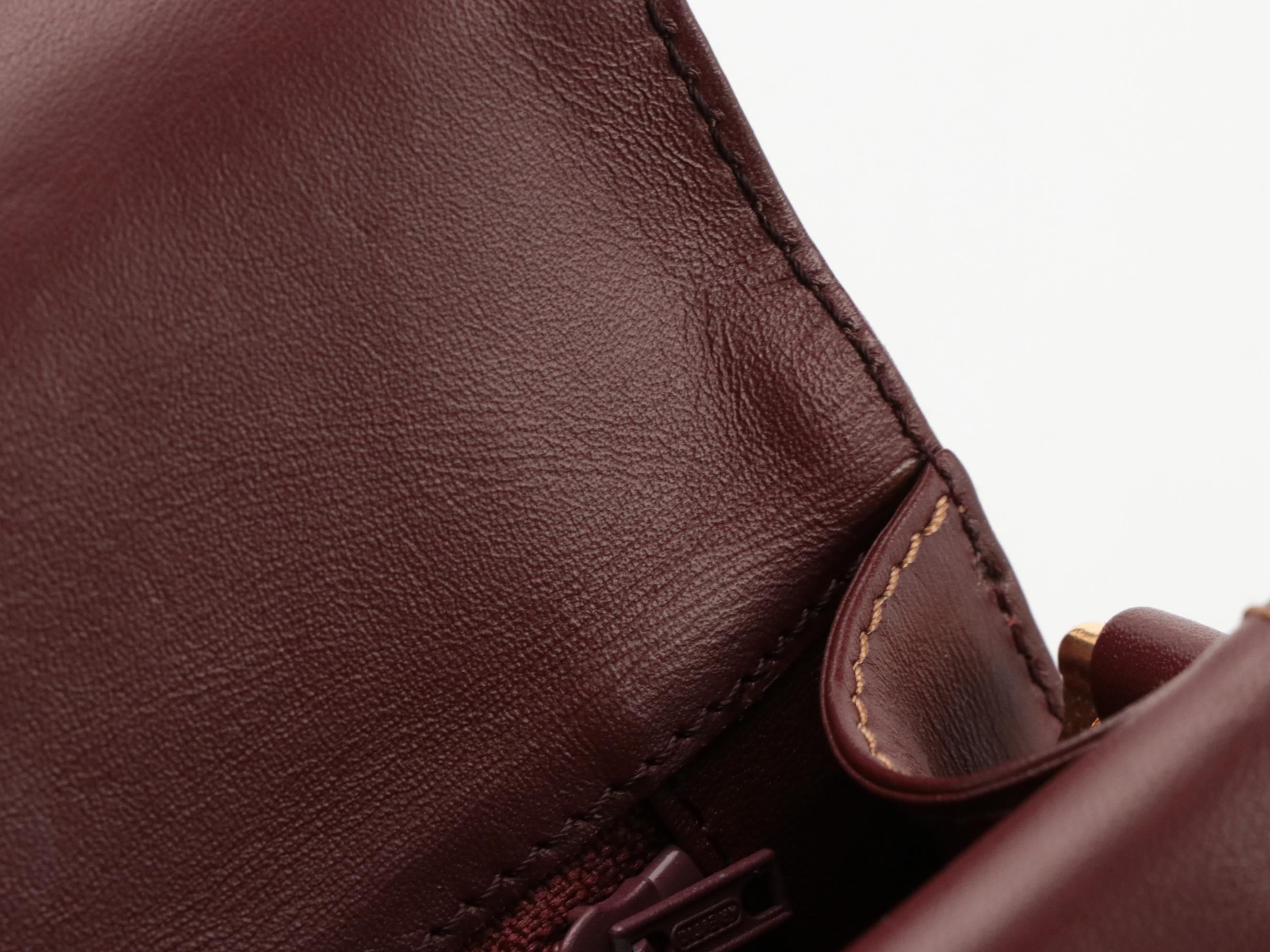 Cartier Must de Cartier Double Flap Envelope Shoulder Bag in Bordeaux Leather