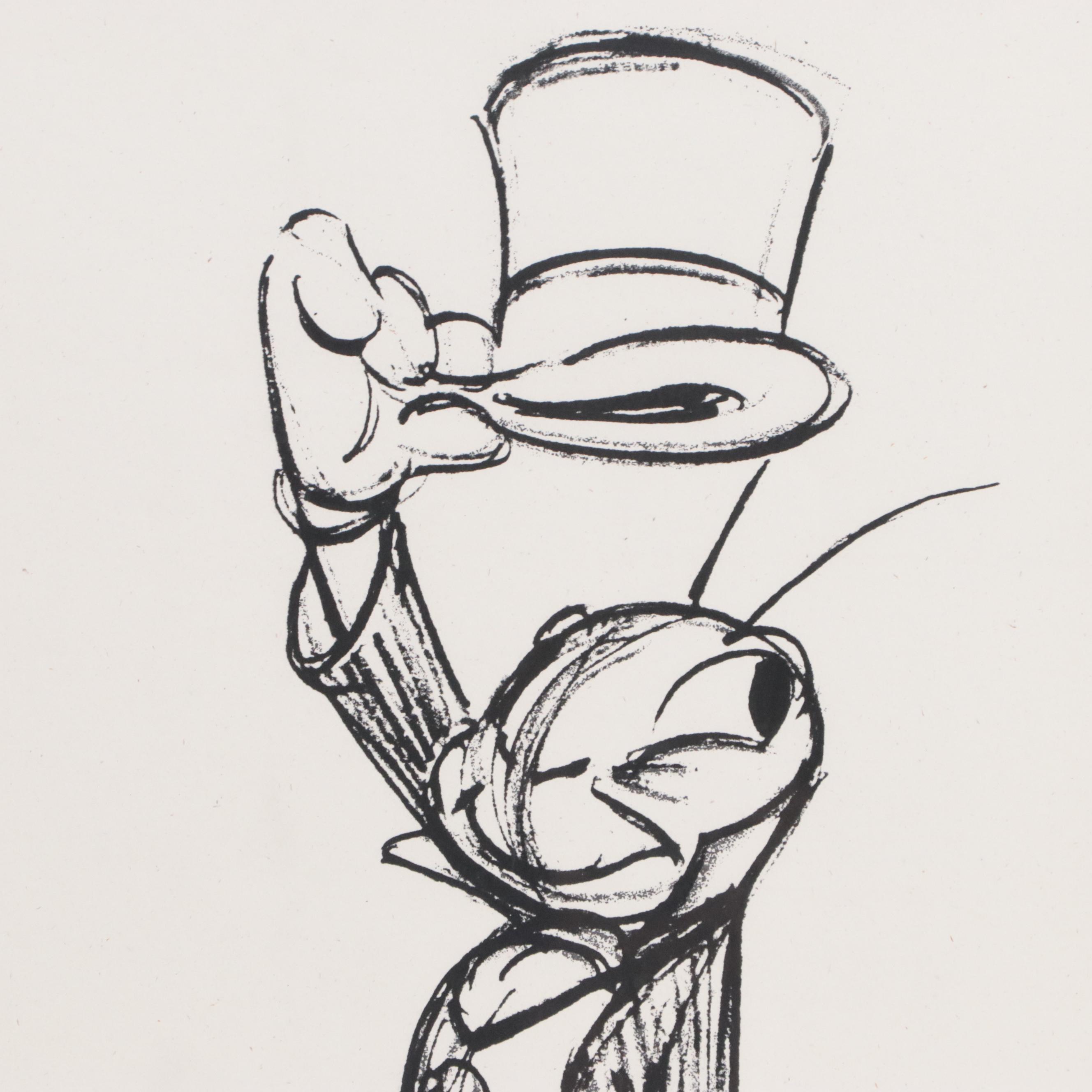 Disney Art Editions Lithograph Poster of Jiminy Cricket from "Pinocchio"