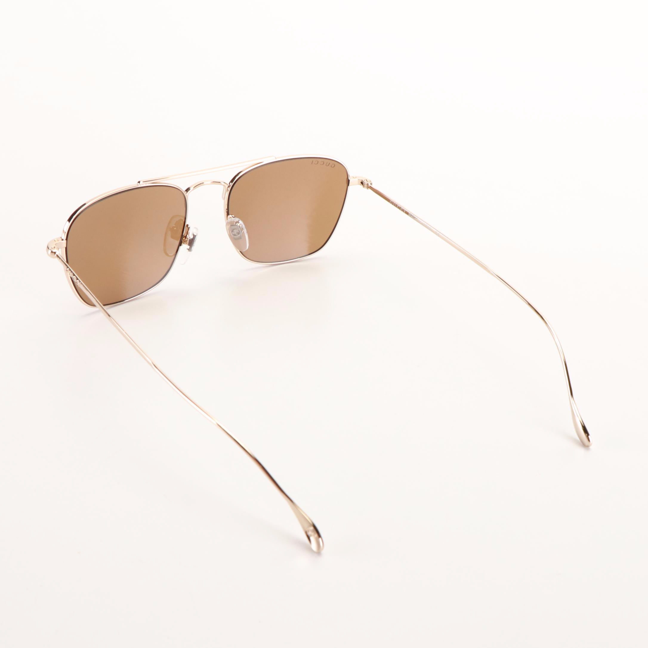 Gucci GG1183S Aviator Sunglasses with Gold Frames and Brown Lenses