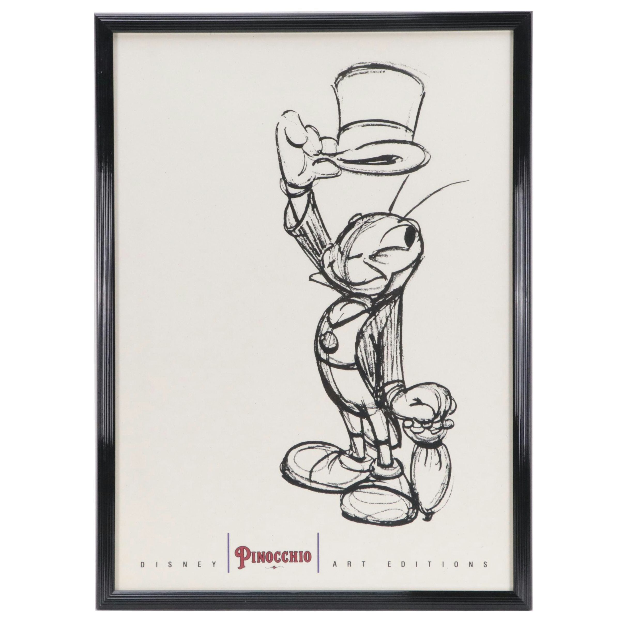 Disney Art Editions Lithograph Poster of Jiminy Cricket from "Pinocchio"