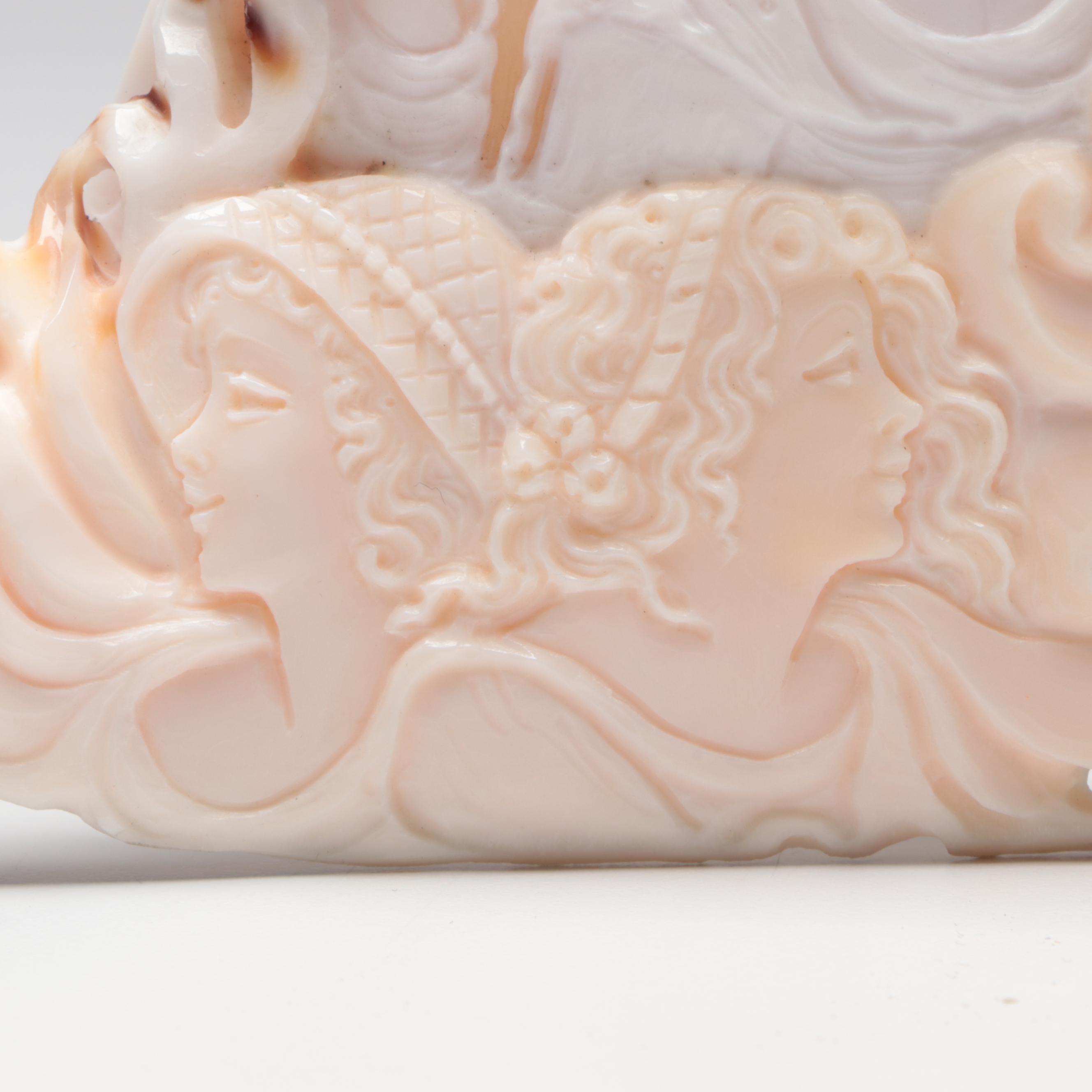 Italian Hand-Carved Bullmouth Helmet Shell Cameo