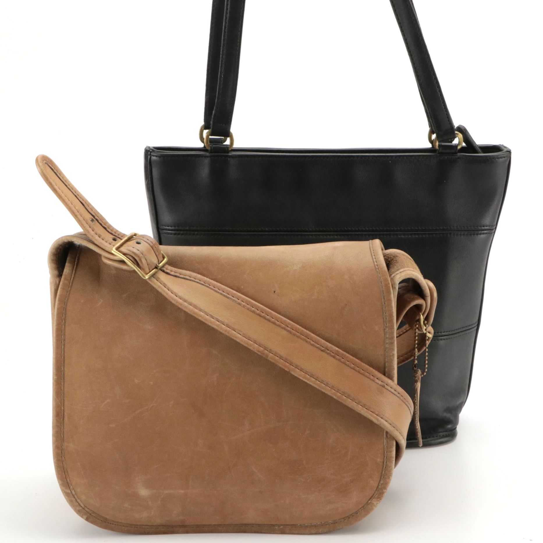 Coach Patricia Legacy Saddle Bag & Tribeca Bucket Bag in Black and Brown Leather