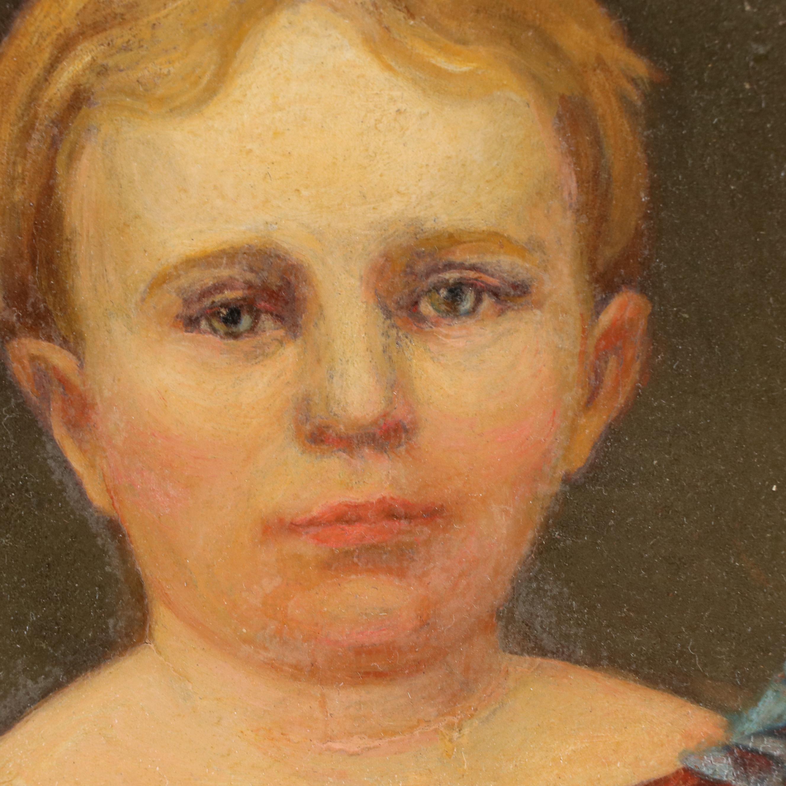 Portrait Oil Painting of Young Girl, Late 19th Century