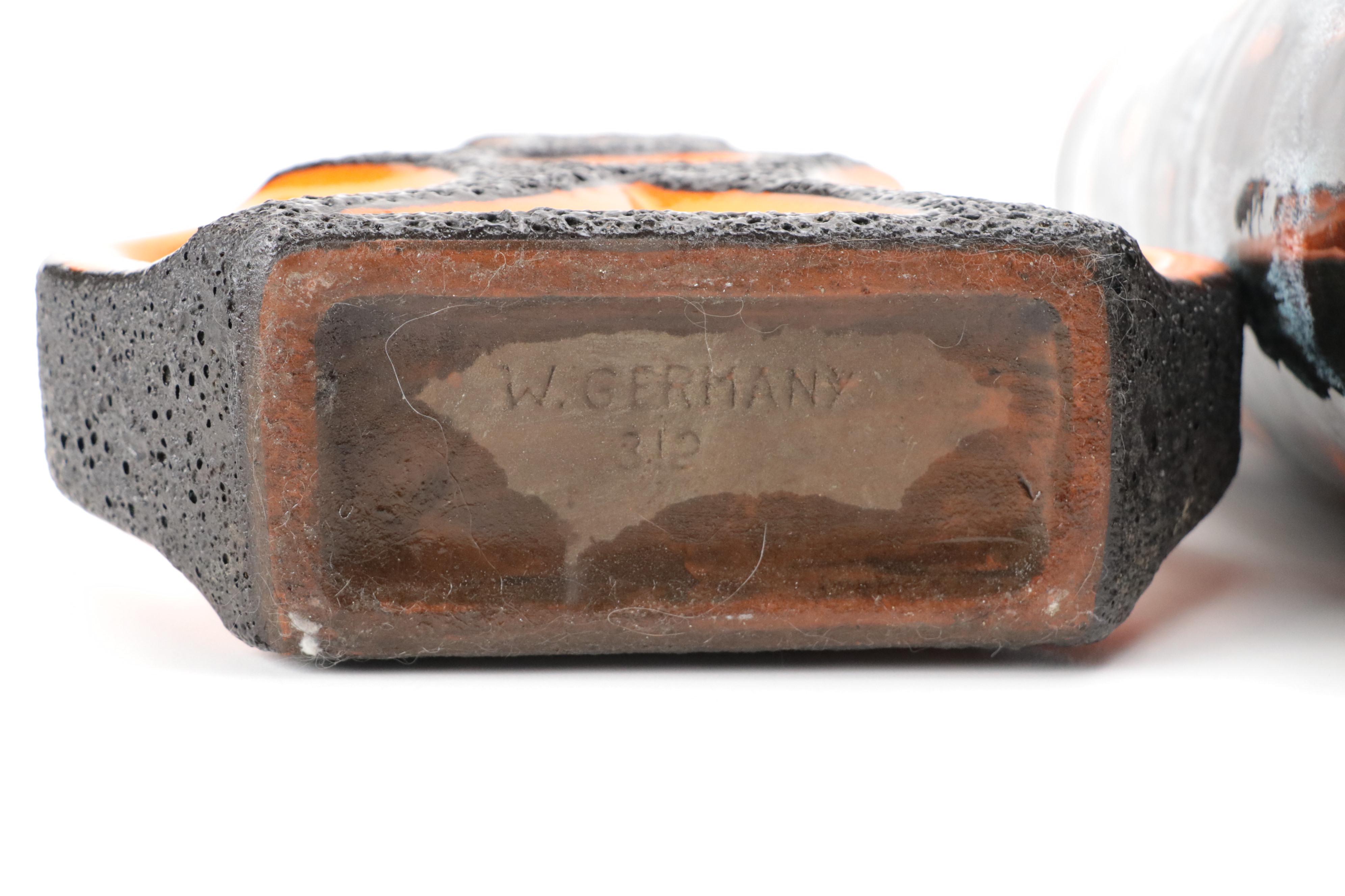 West German Fat Lava Vases with Poole English Vase, Mid to Late 20th Century