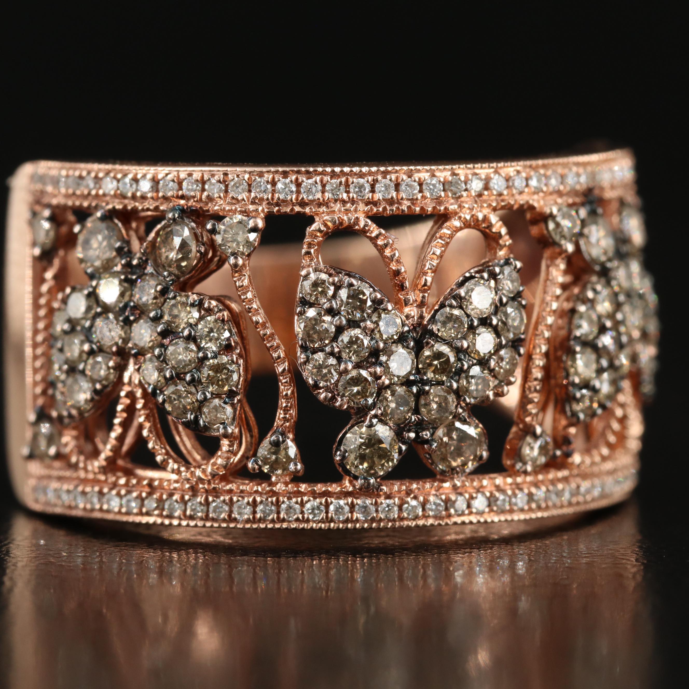 Le Vian 14K Rose Gold 1.10 CTW Diamond Butterfly Ring with Fancy Brown Diamonds