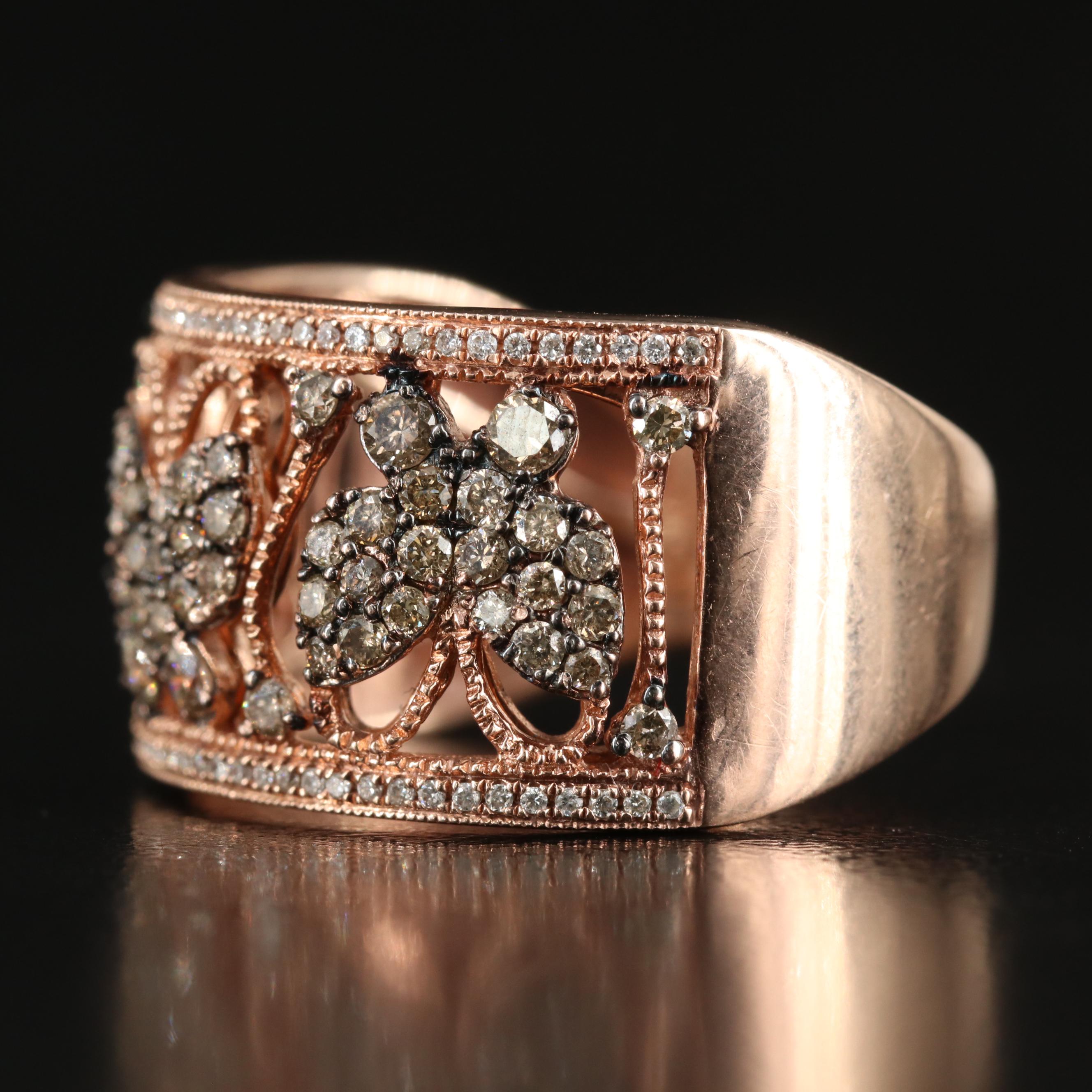 Le Vian 14K Rose Gold 1.10 CTW Diamond Butterfly Ring with Fancy Brown Diamonds