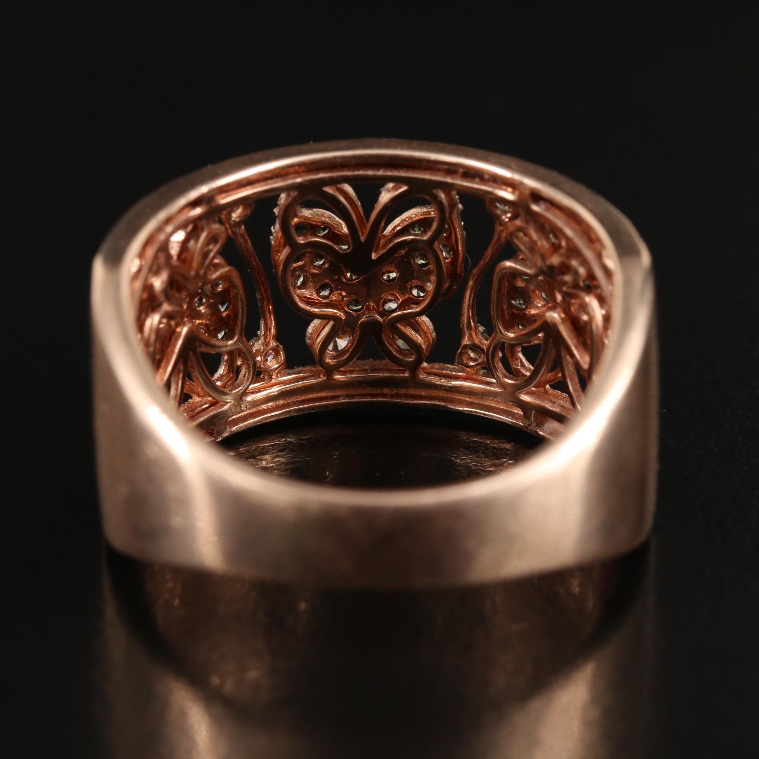 Le Vian 14K Rose Gold 1.10 CTW Diamond Butterfly Ring with Fancy Brown Diamonds