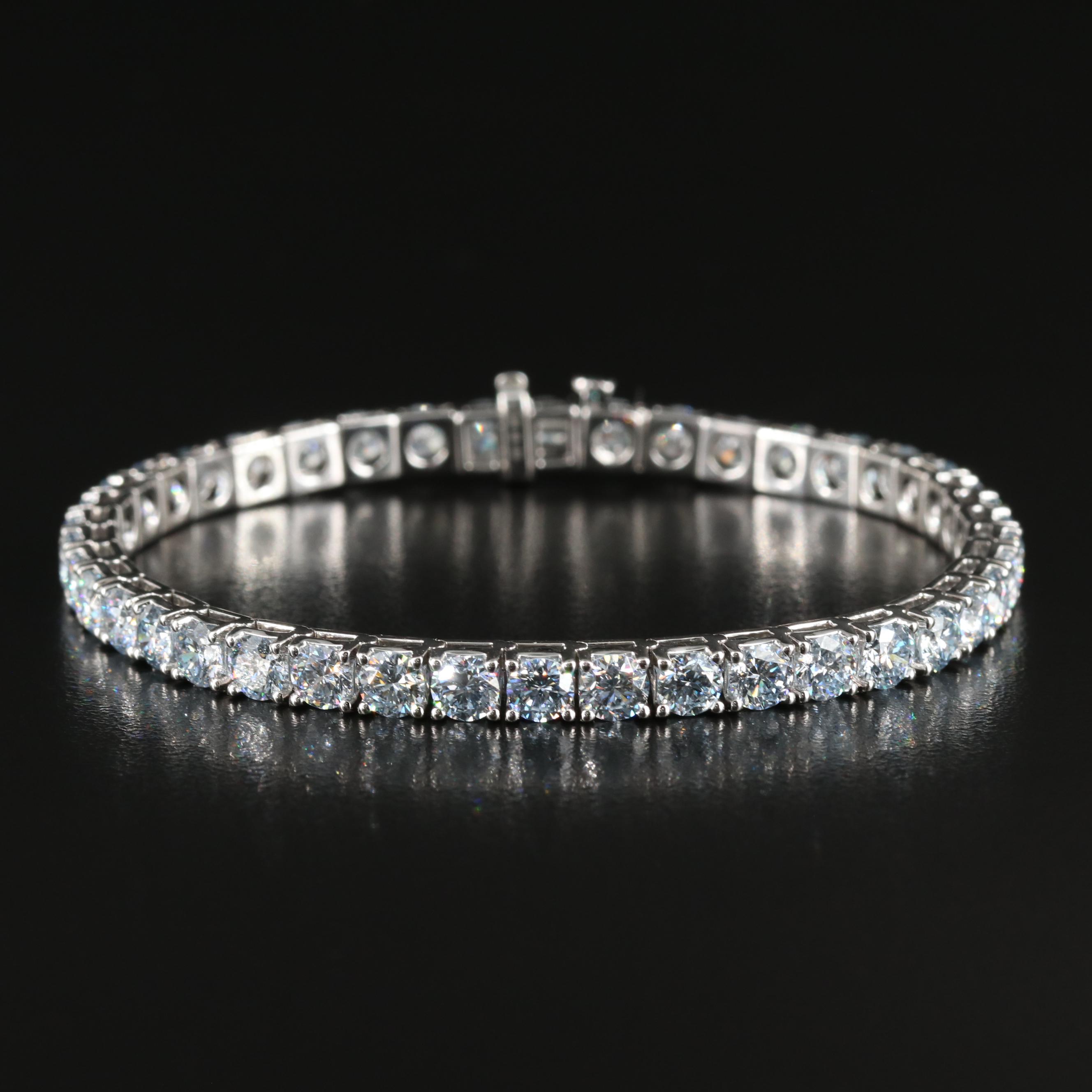 14K 14.22 CTW Lab Grown Fancy Blue Diamond Line Bracelet