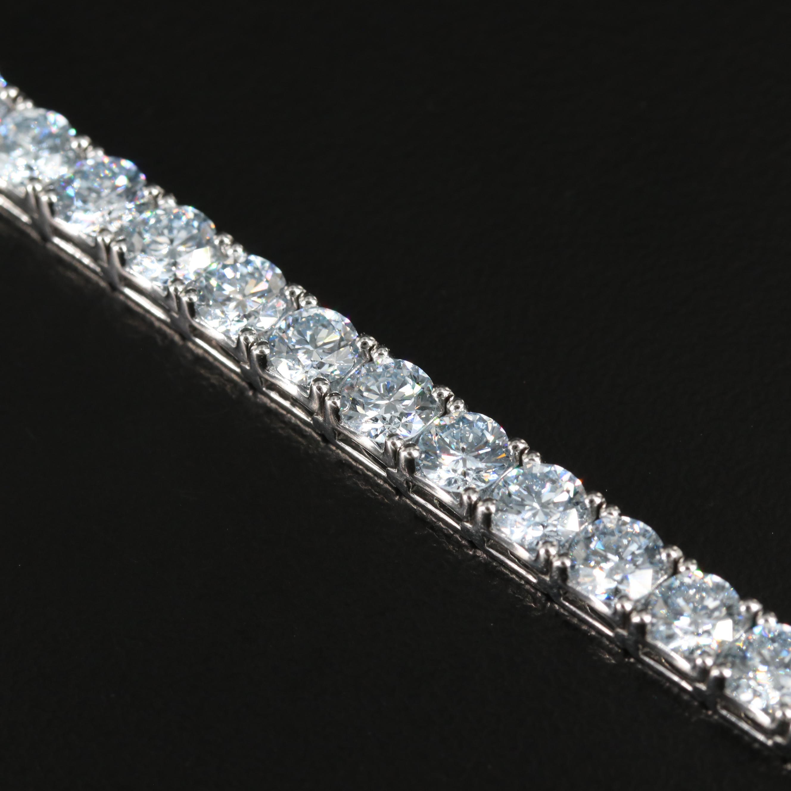 14K 14.22 CTW Lab Grown Fancy Blue Diamond Line Bracelet