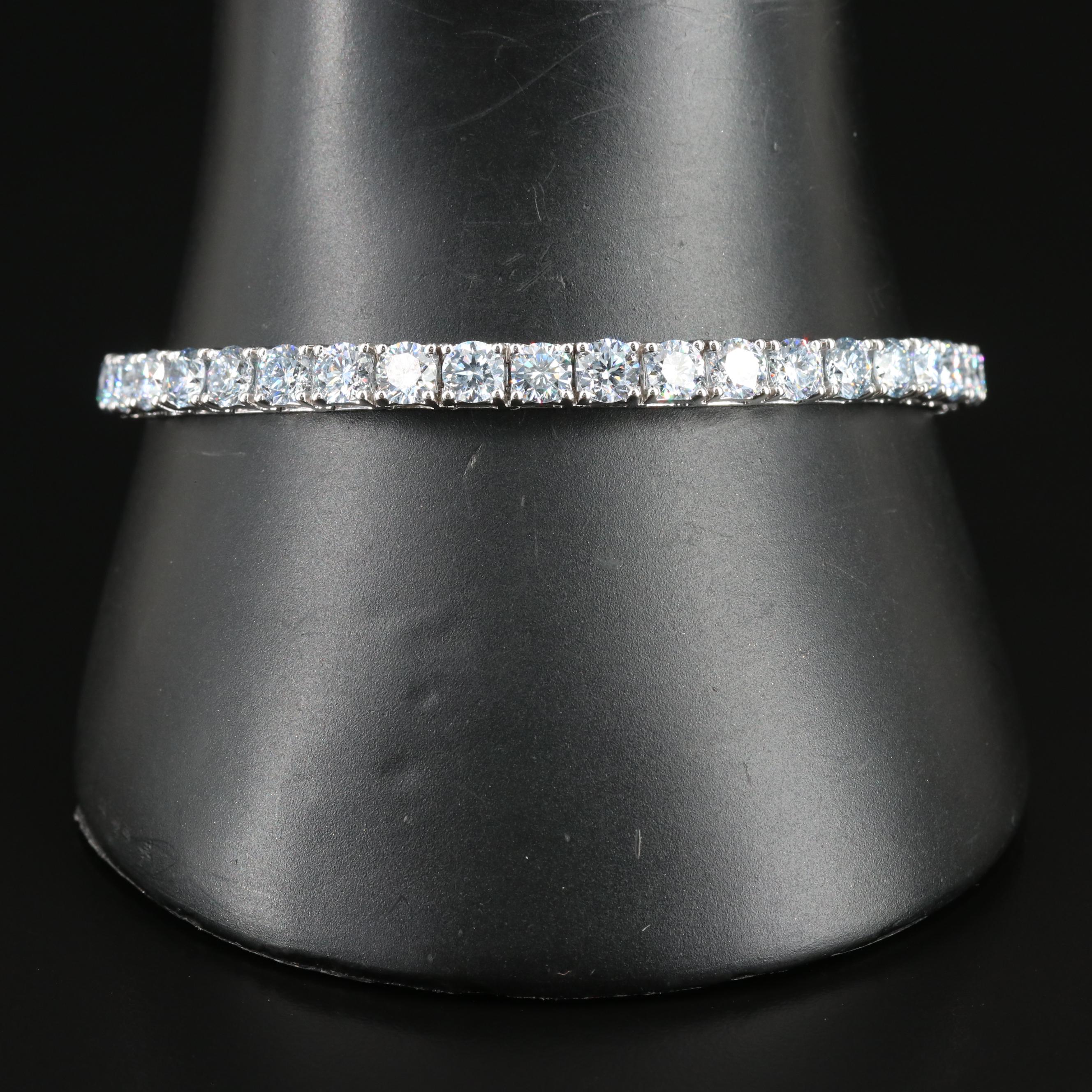 14K 14.22 CTW Lab Grown Fancy Blue Diamond Line Bracelet