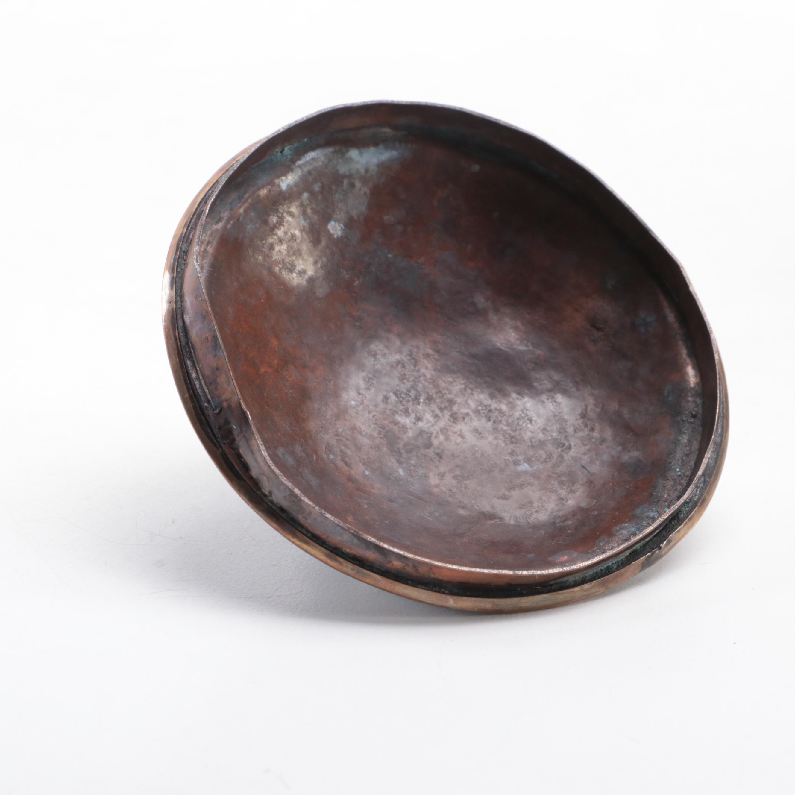 Chinese Metal Teapot with Acanthus Leaf Detail and Footed Wood Stand