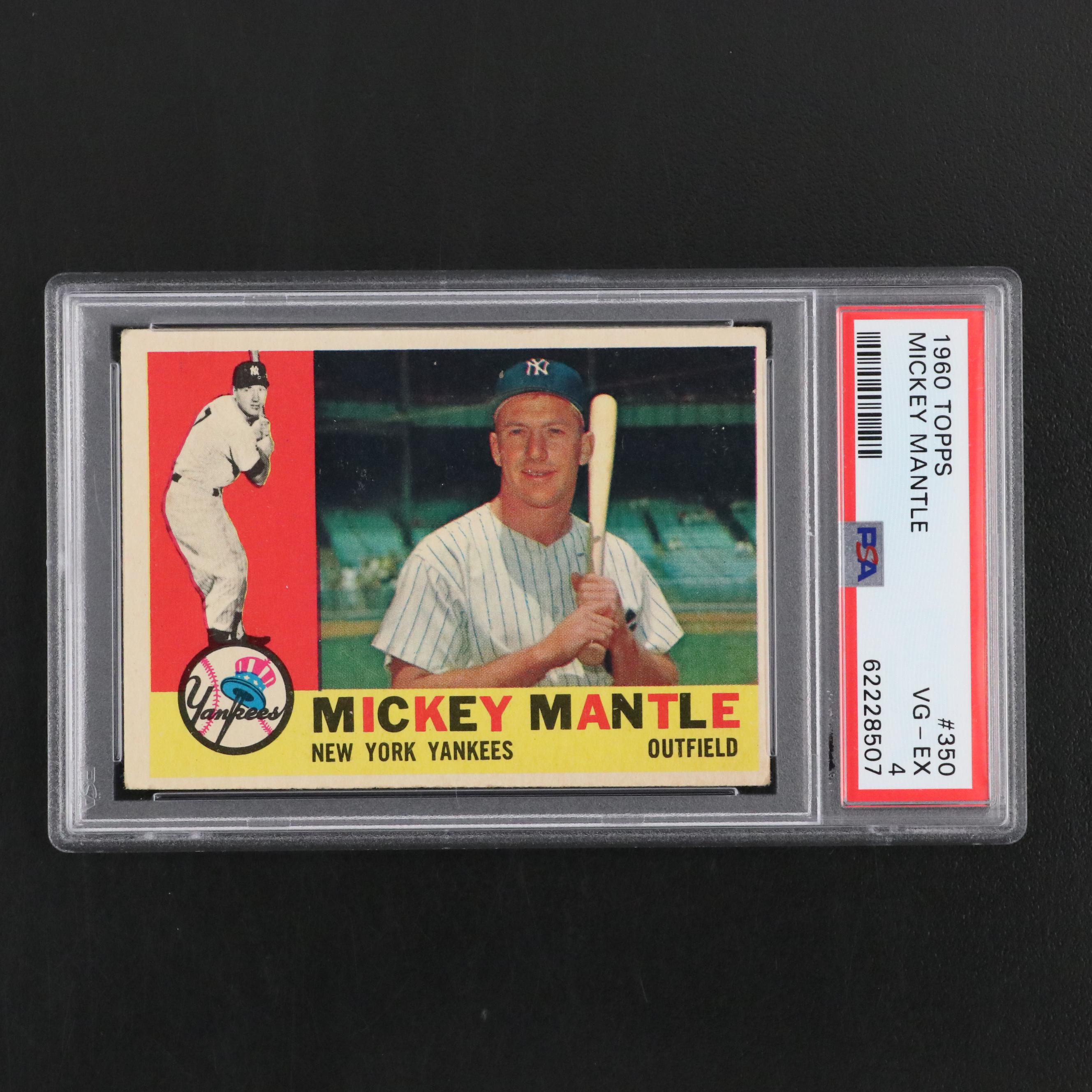 1960 Topps Mickey Mantle New York Yankees Baseball Card #350 Graded PSA 4