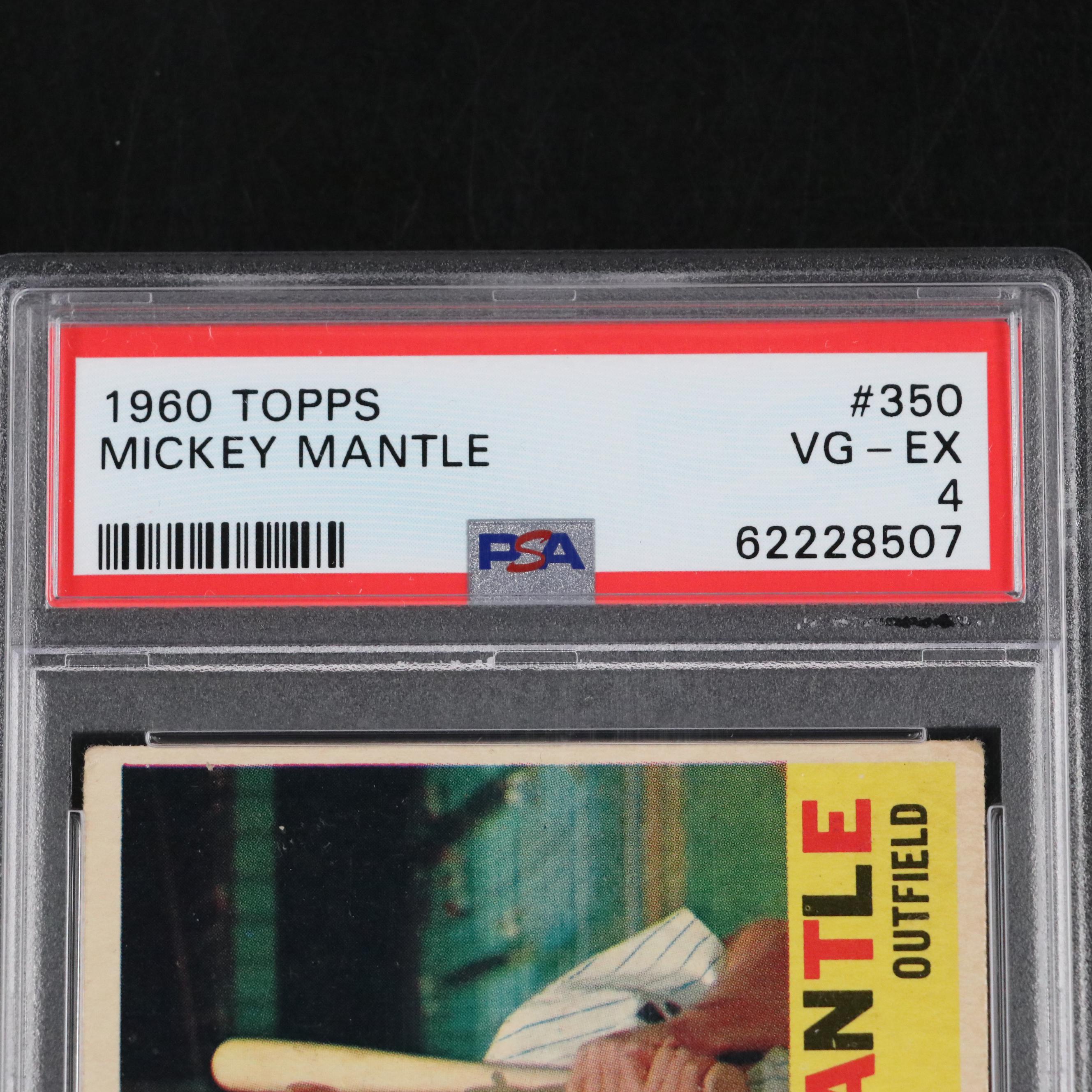 1960 Topps Mickey Mantle New York Yankees Baseball Card #350 Graded PSA 4