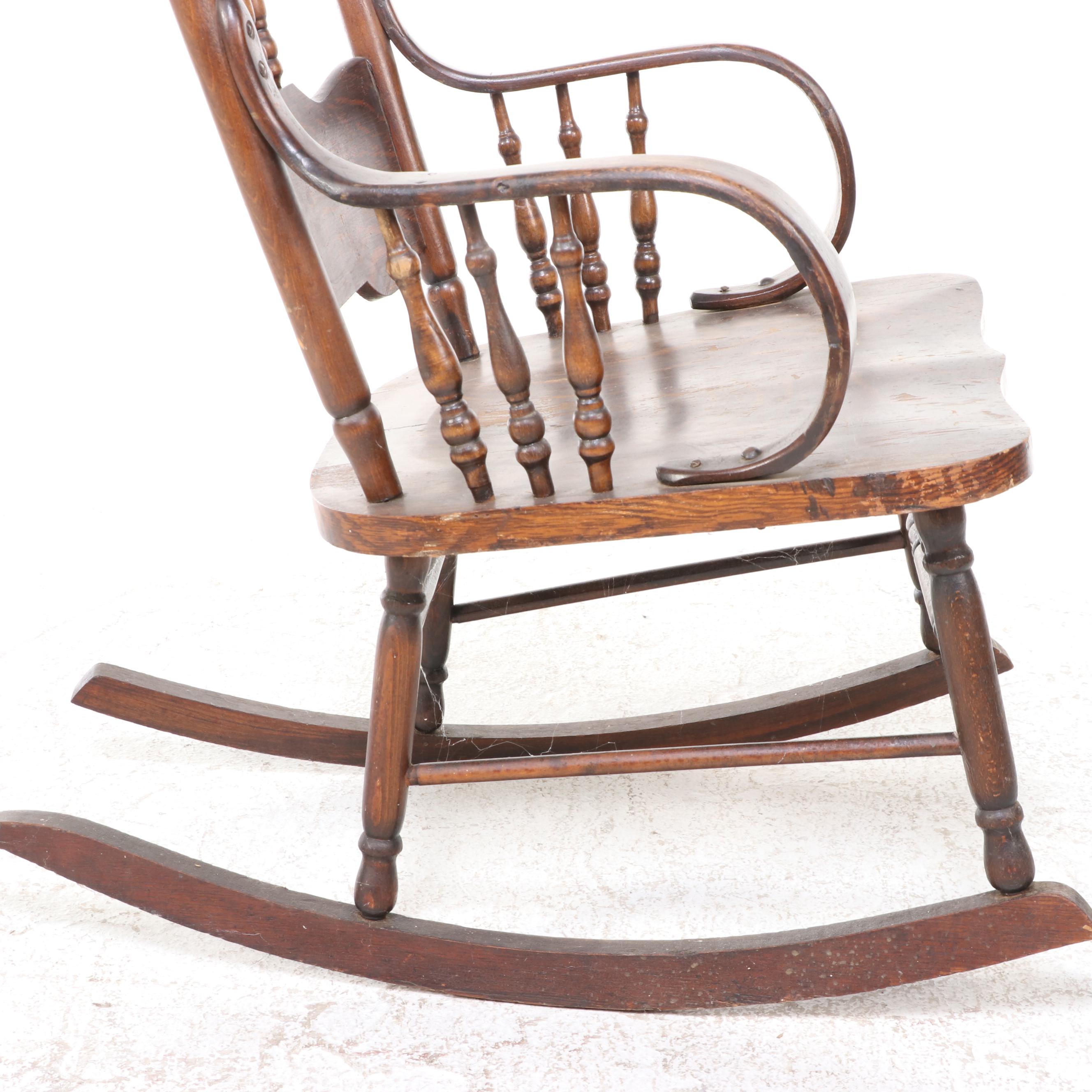 Tiger Oak Rocking Chair, Early 20th Century | Everything But The House