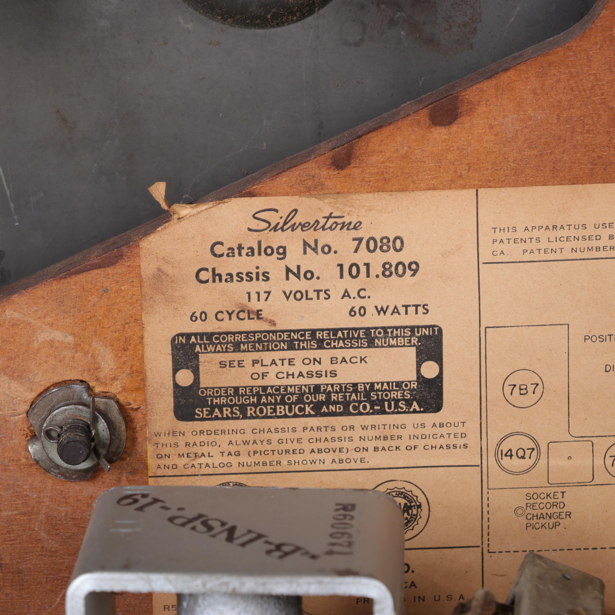 Sears, Roebuck and Co. "Silverstone" Radio and Record Player, 1946