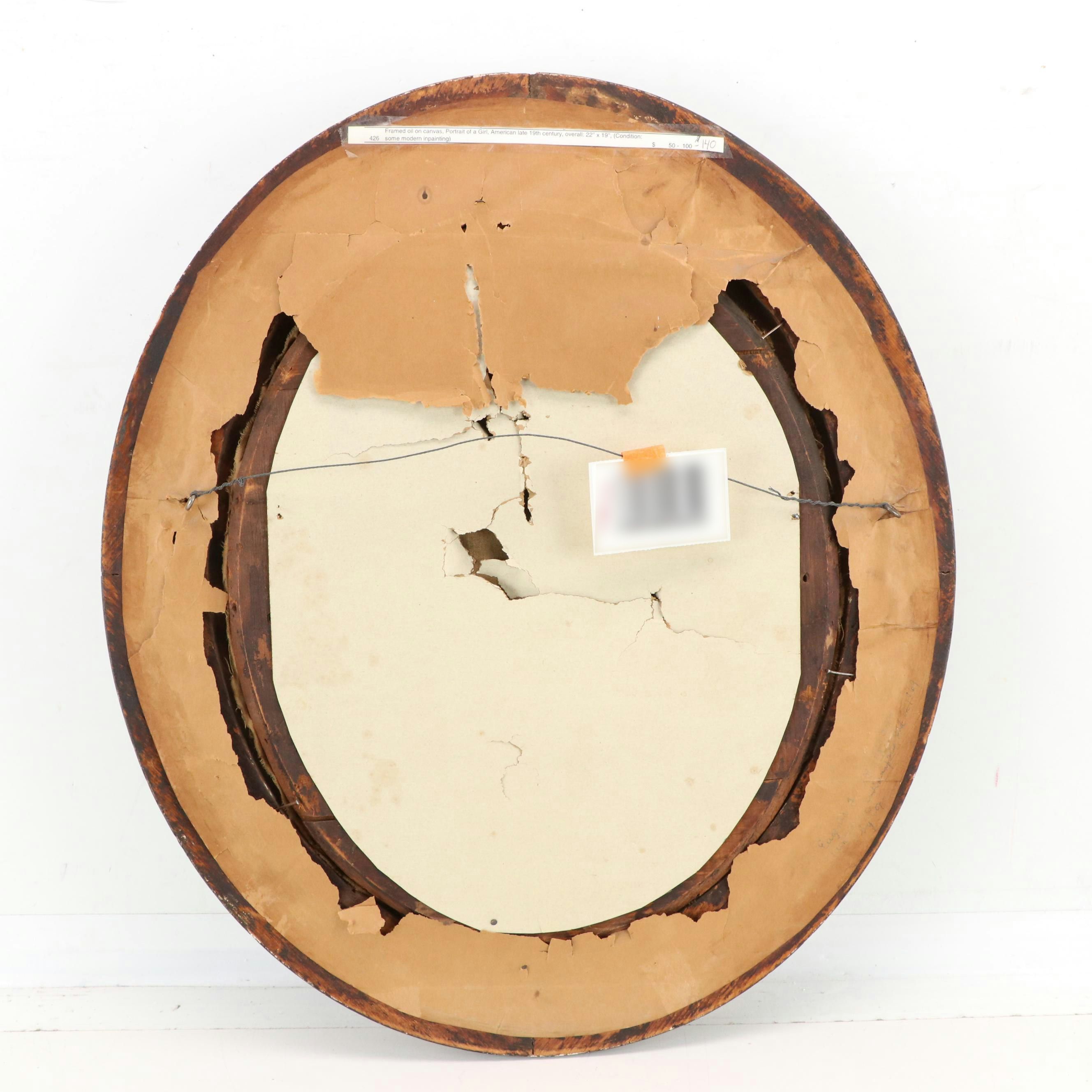 Portrait Oil Painting of Young Girl, Late 19th Century