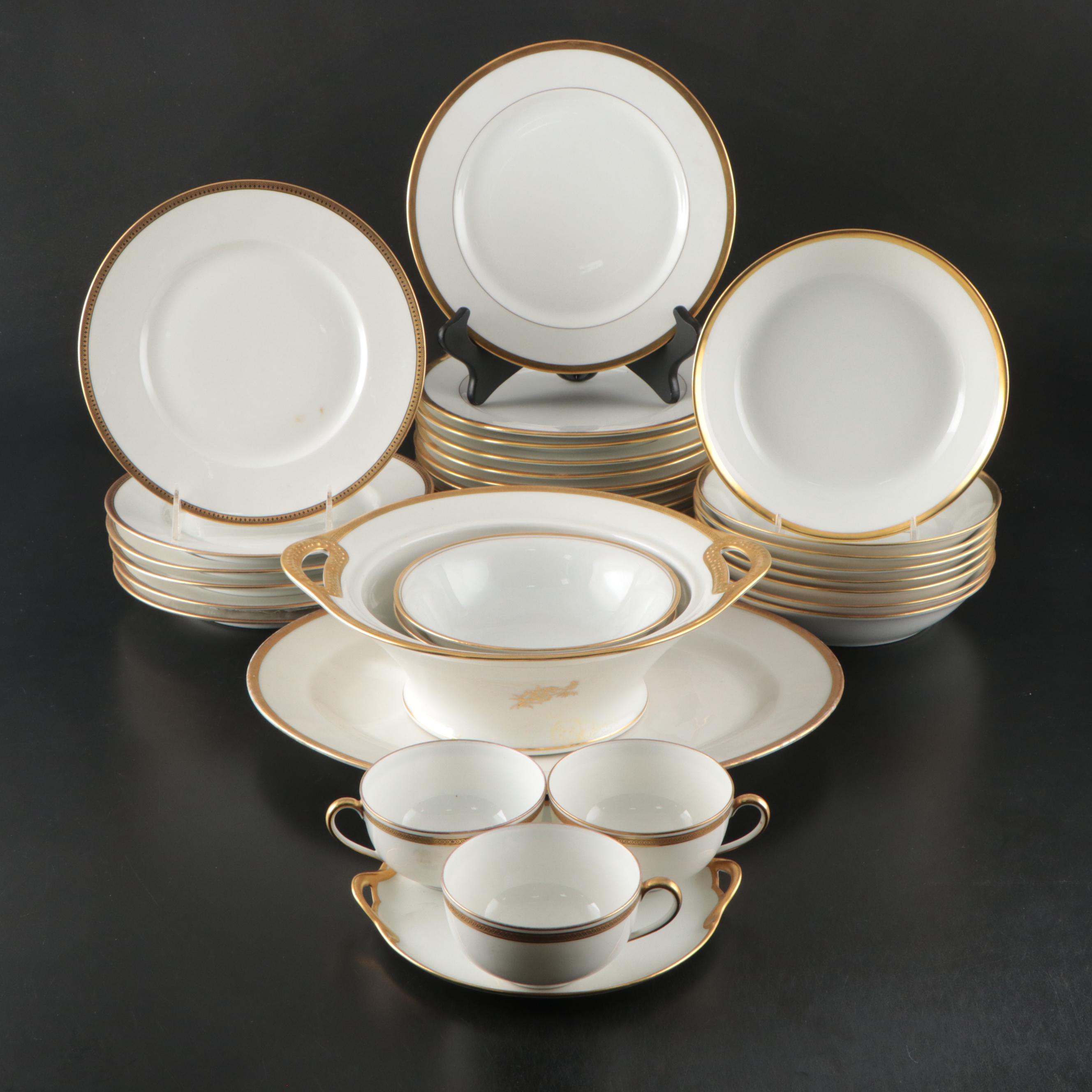 Vignaud and More Gilt Porcelain Dinnerware, Late 19th-Early 20th C.