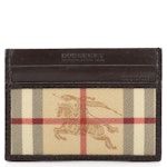 Burberry Haymarket Check Coated Canvas and Brown Leather Card Case